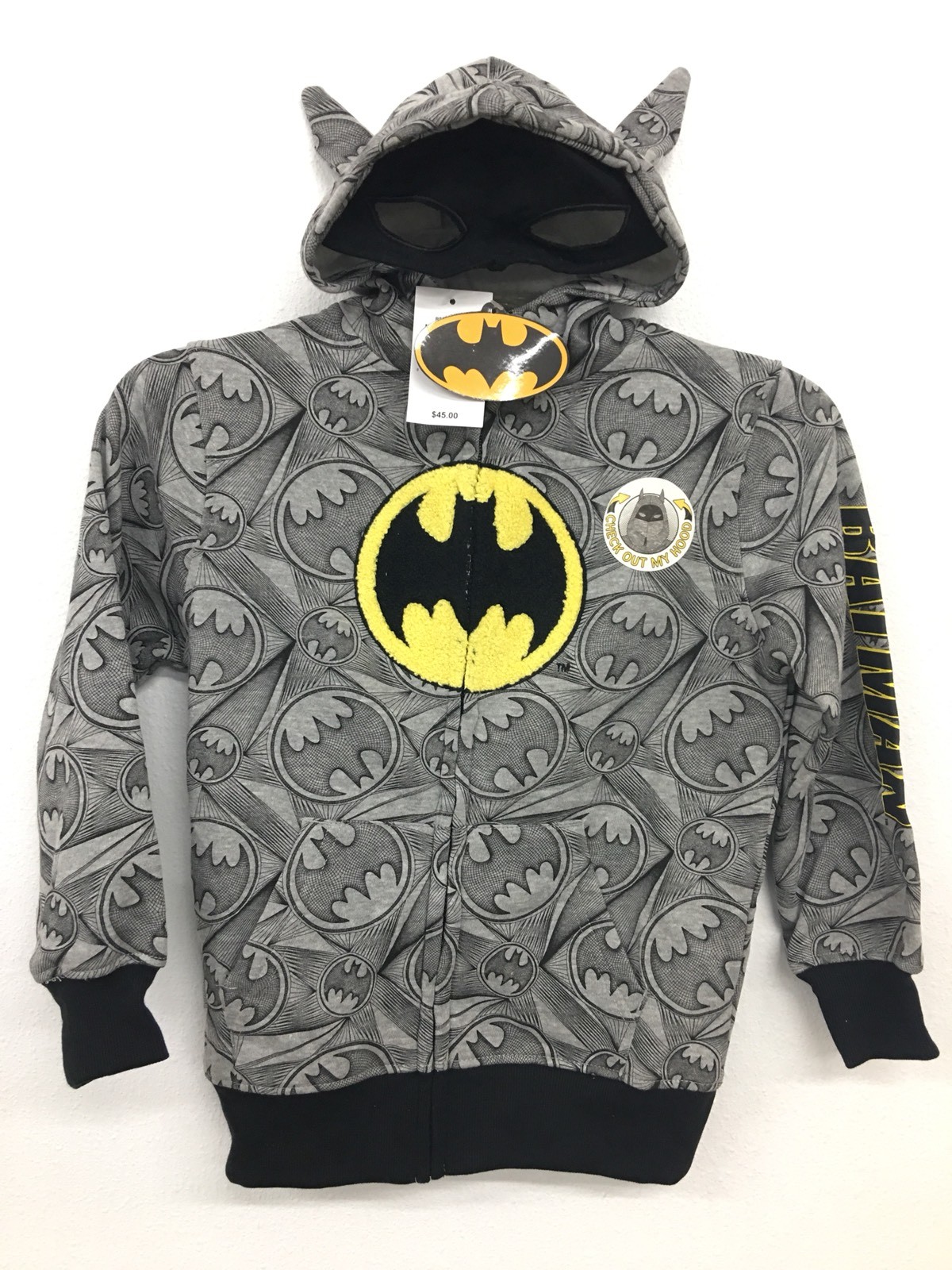 Batman Kids DC Comics Full-Zip Licensed Costume Hoodie with Ma$k Sz 5/6 NWT $42