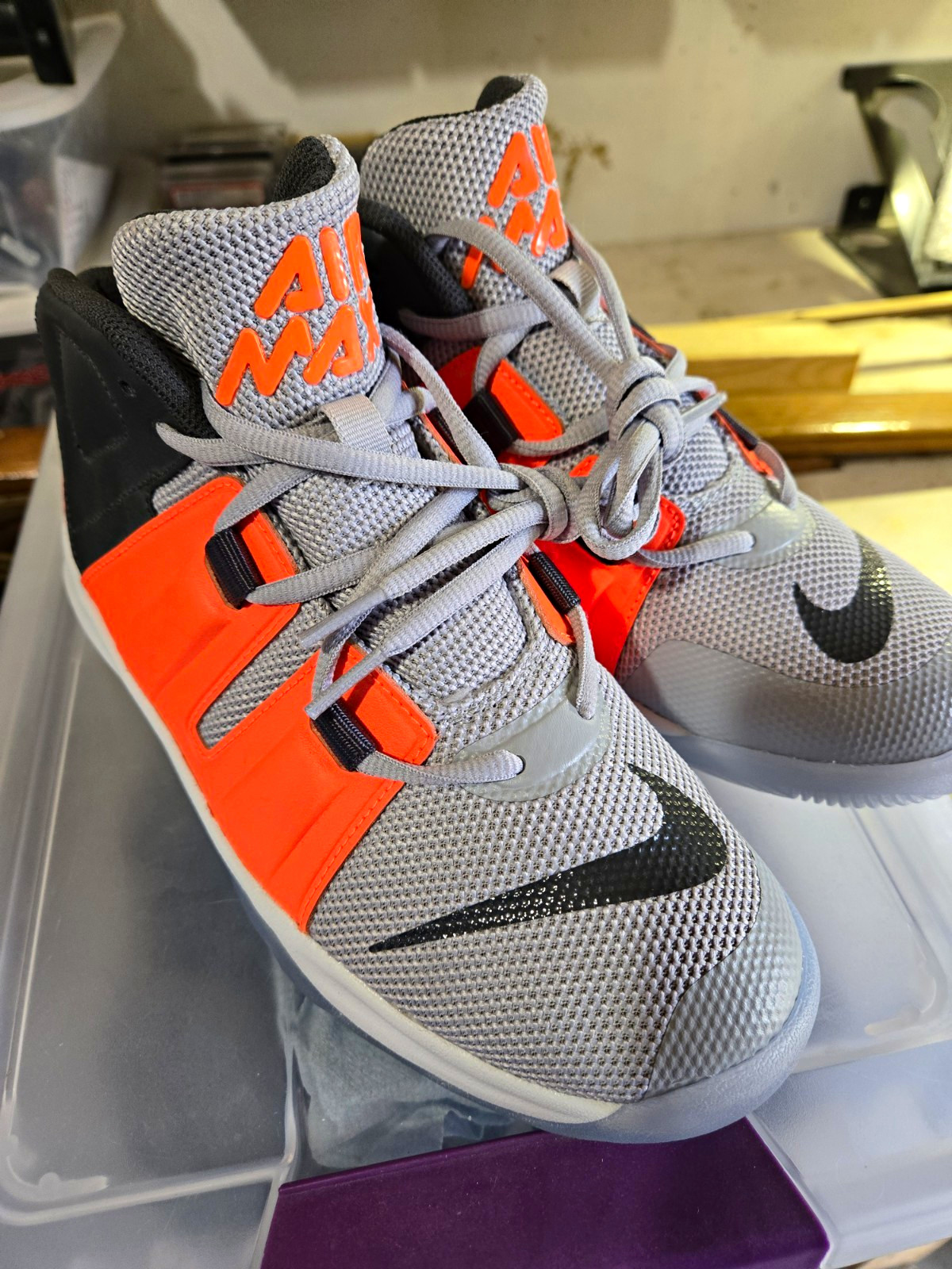 Nike Air Max (GS) Unisex Kids Athletic Sneakers 6Y Gray Orange Black CD7027-0