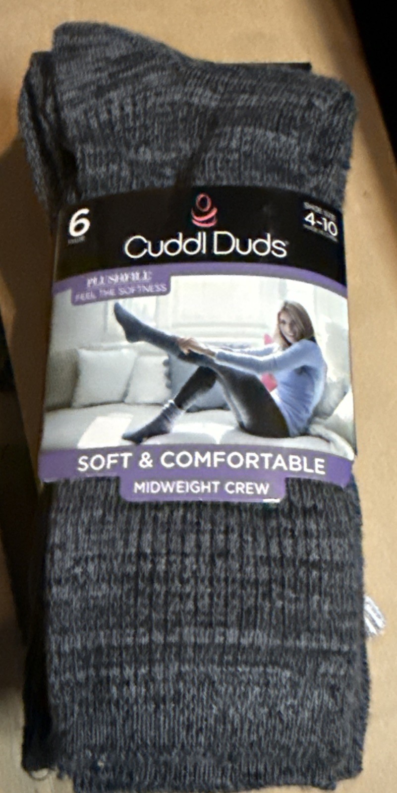 Cuddl Duds Women’ Super Soft Midweight Crew Socks 6 Pair Size 4-10 NEW w/Tags
