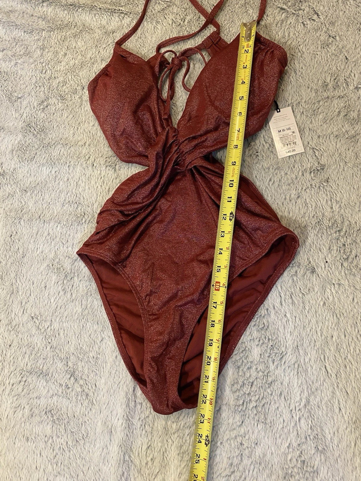 Shade and Shore Women’s Bathing Suit Size Medium Burgandy Metalic Sides Out