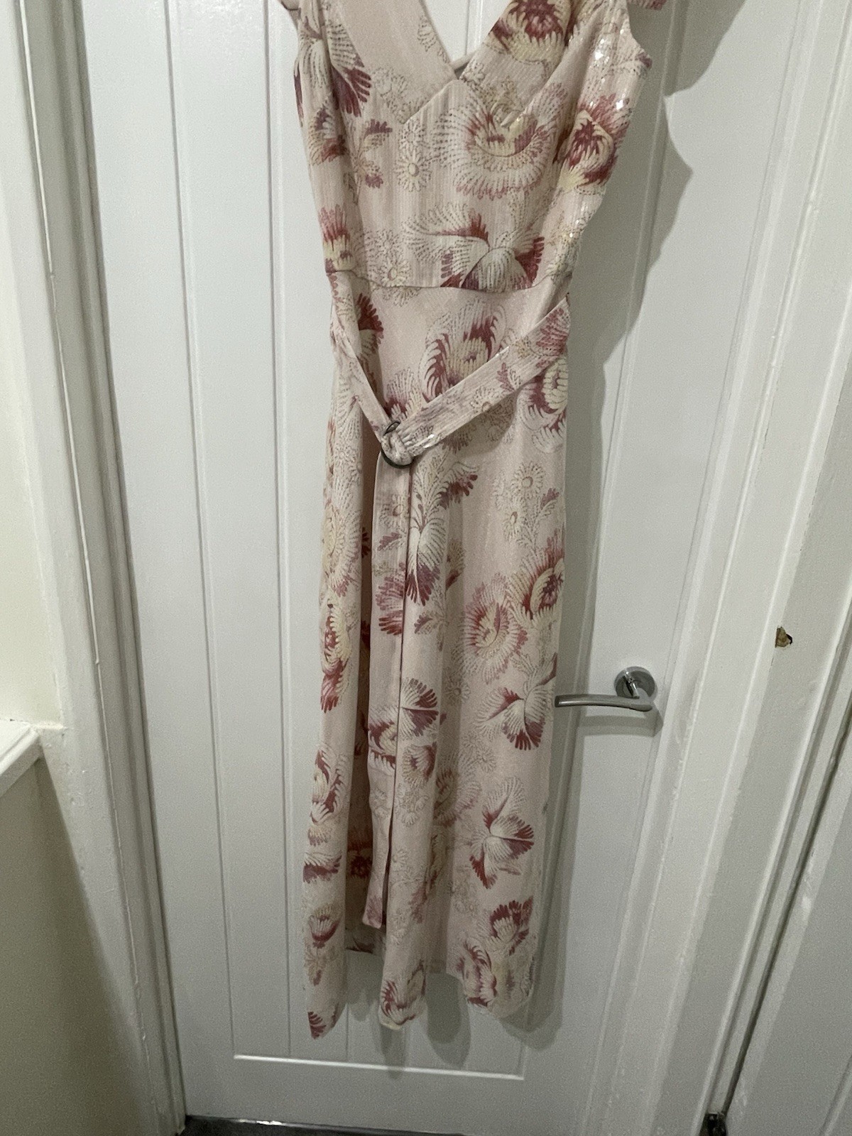 £350 Ted Baker Ninia Belted Floral Midaxi Dress Cream / Pink UK 8 10 Size 1