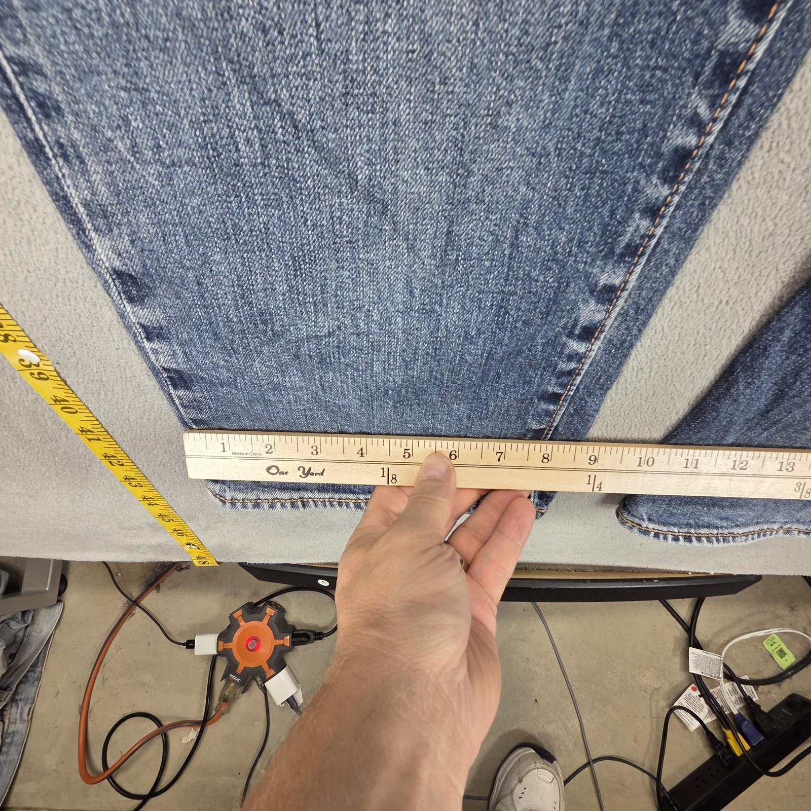 Levis 514 Jeans Mens Blue Selvedge Straight Whiskers Honeycomb Fits 36×34