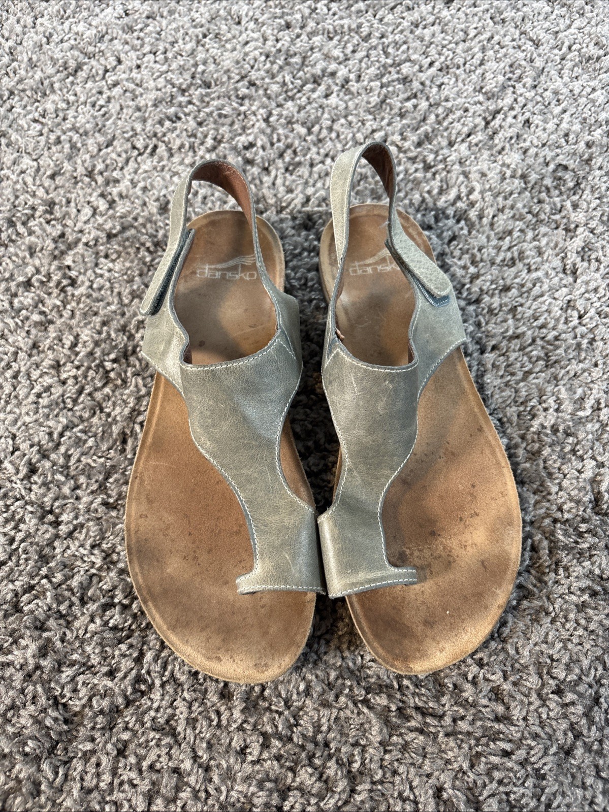 Dansko Womens Reece Sandals Size 39 8.5 Green Toe Loop Slingback Thong Shoe