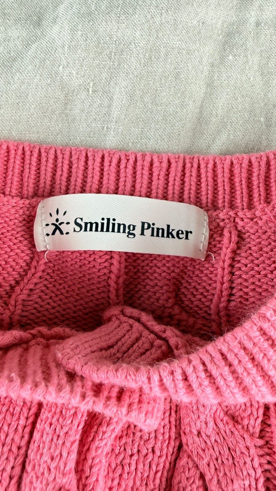 Smiling Pinker Girls Cable Knit Cardigan Size 130 (7-8Y) Pink Cotton