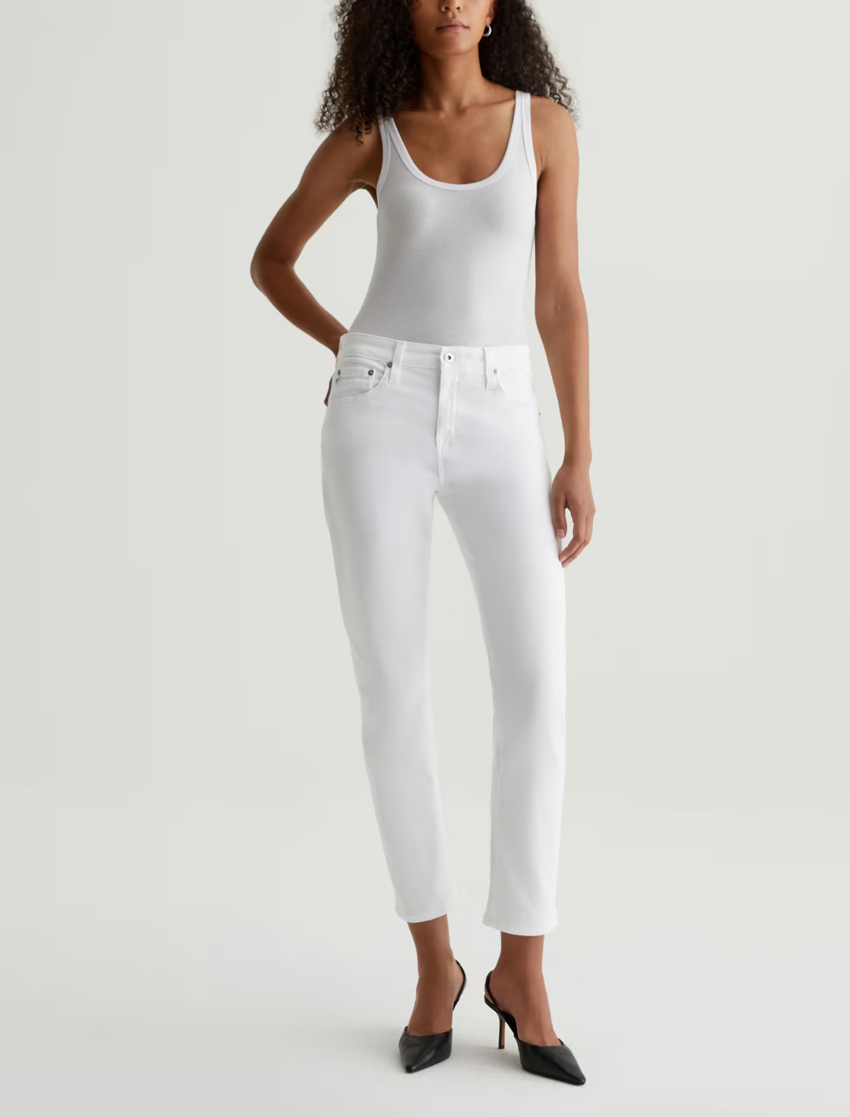 AG White Jean Ex-Boyfriend Slouchy Slim AG Denim Adriano Goldschmied 28 R