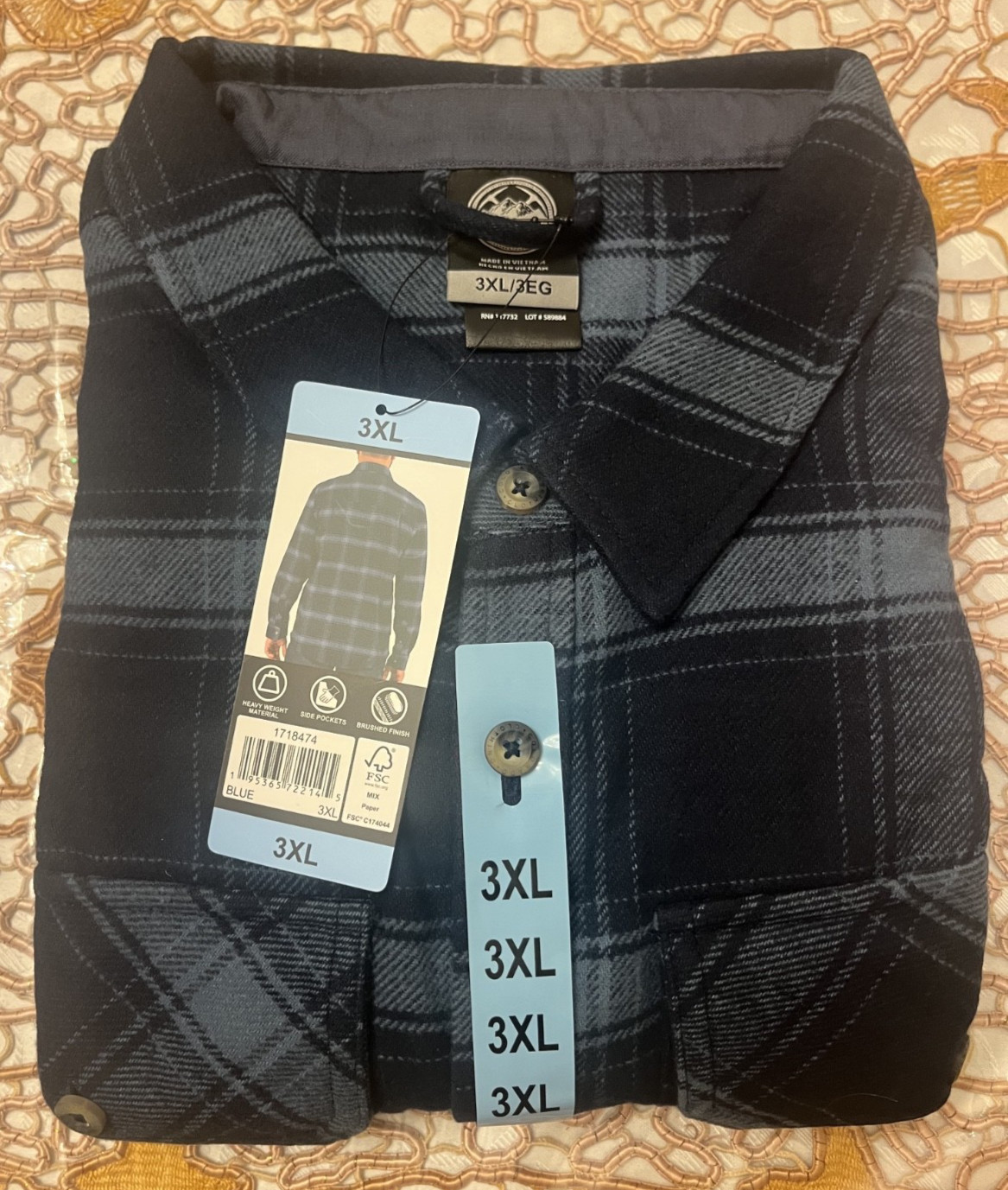 Colorado Clothing Men’s Plaid Flannel Brushed Fabric Long Sleeve Shirt, Blue,3XL