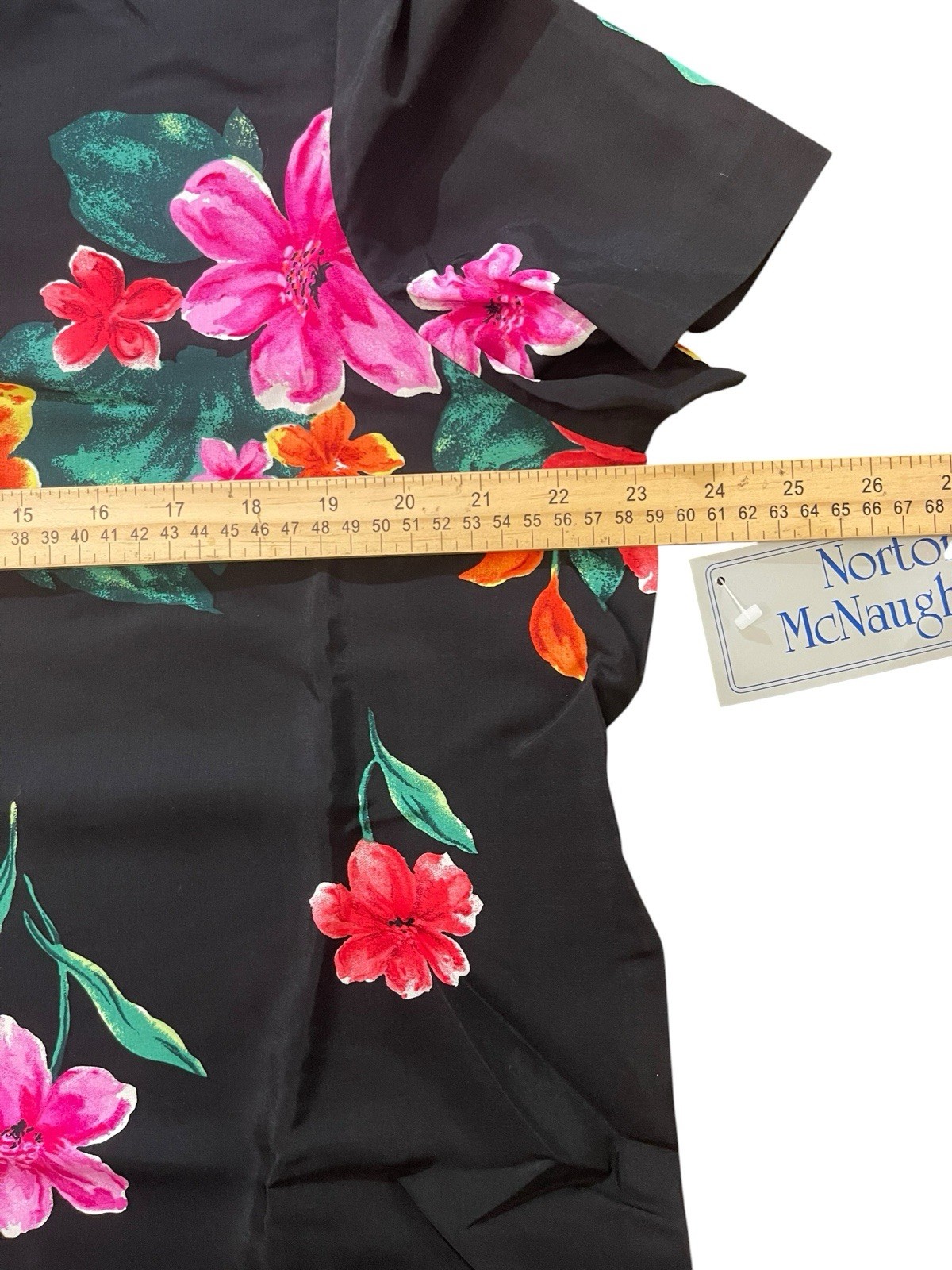 Vtg Norton McNaughton Blouse Sz 16 Hawaiian Tropical Rayon floral print Vibrant
