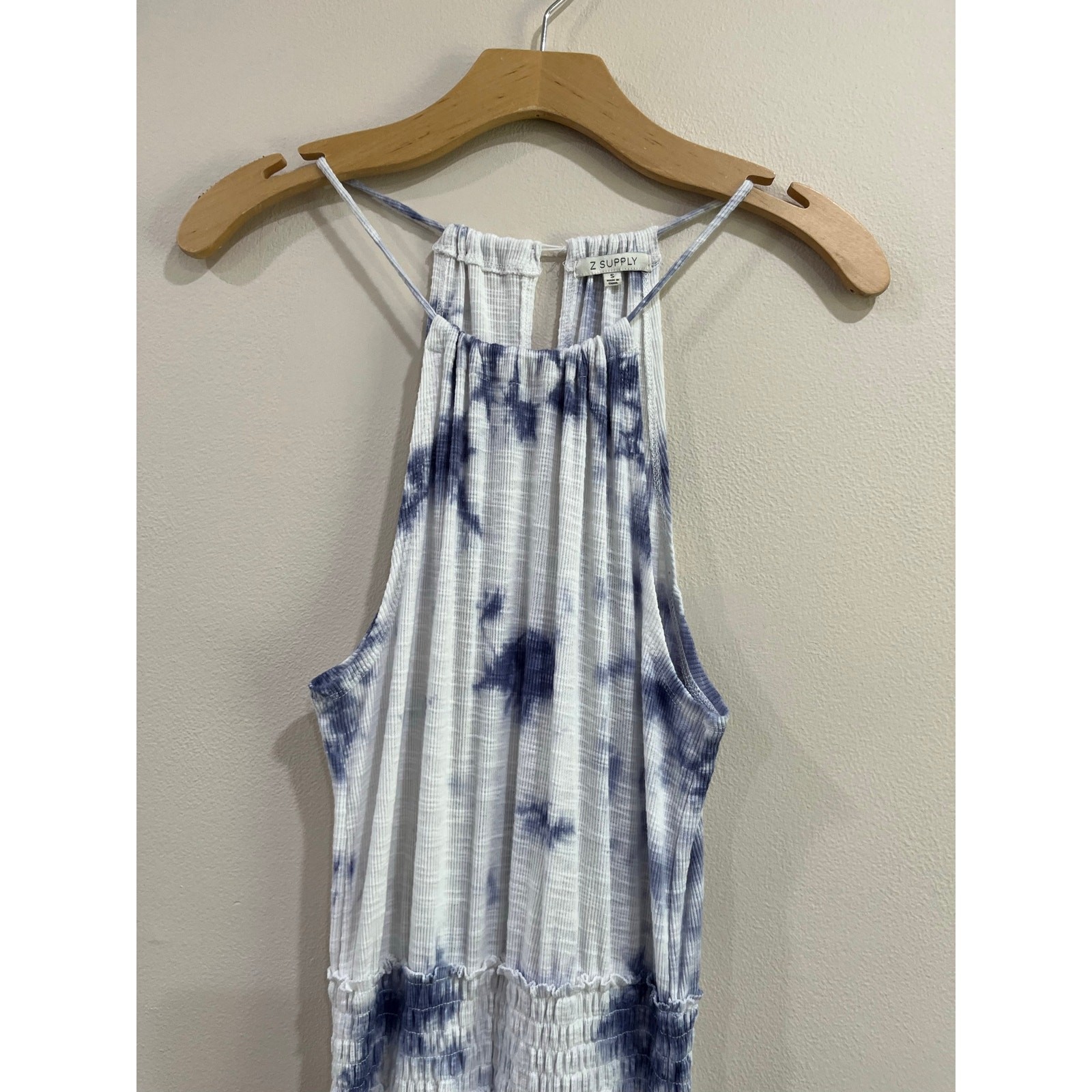 Z Supply Beverly Tie Dye Maxi Dress Blue White Resort Vacation Boho Small