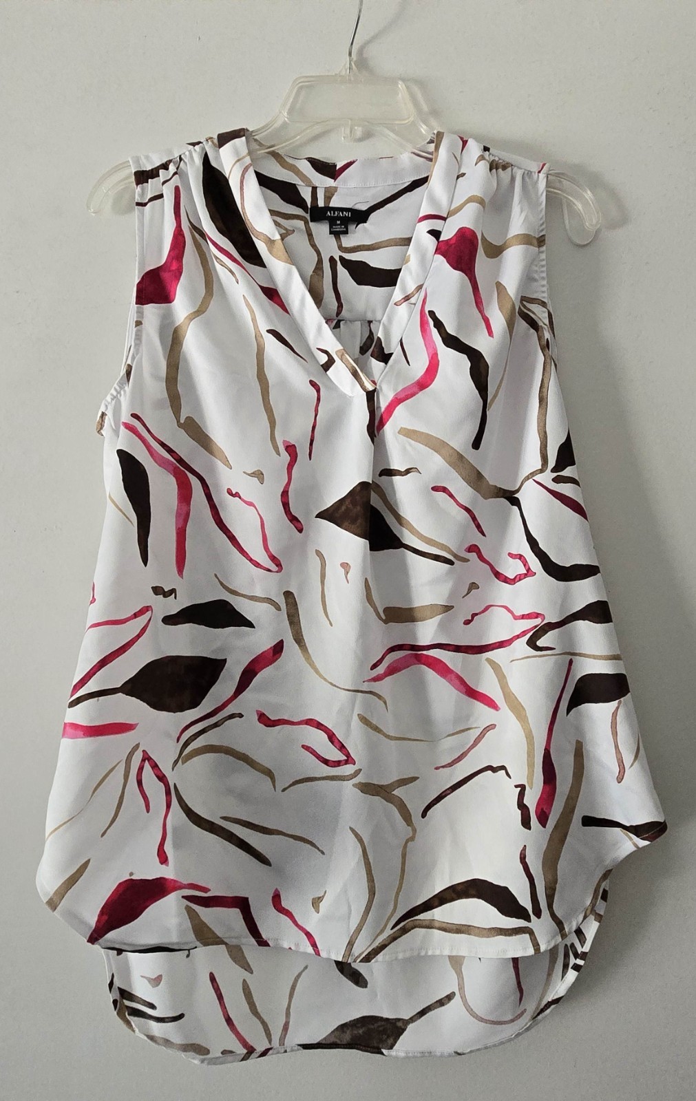 Alfani Women’s Printed Washed-Satin Sleeveless Top Size M – Never Worn