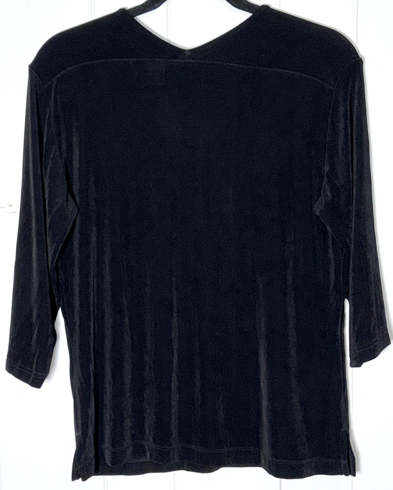 Chico’s Travelers Black Slinky Knit Travel 3/4 Sleeve Pullover Shirt Top 2 L 12