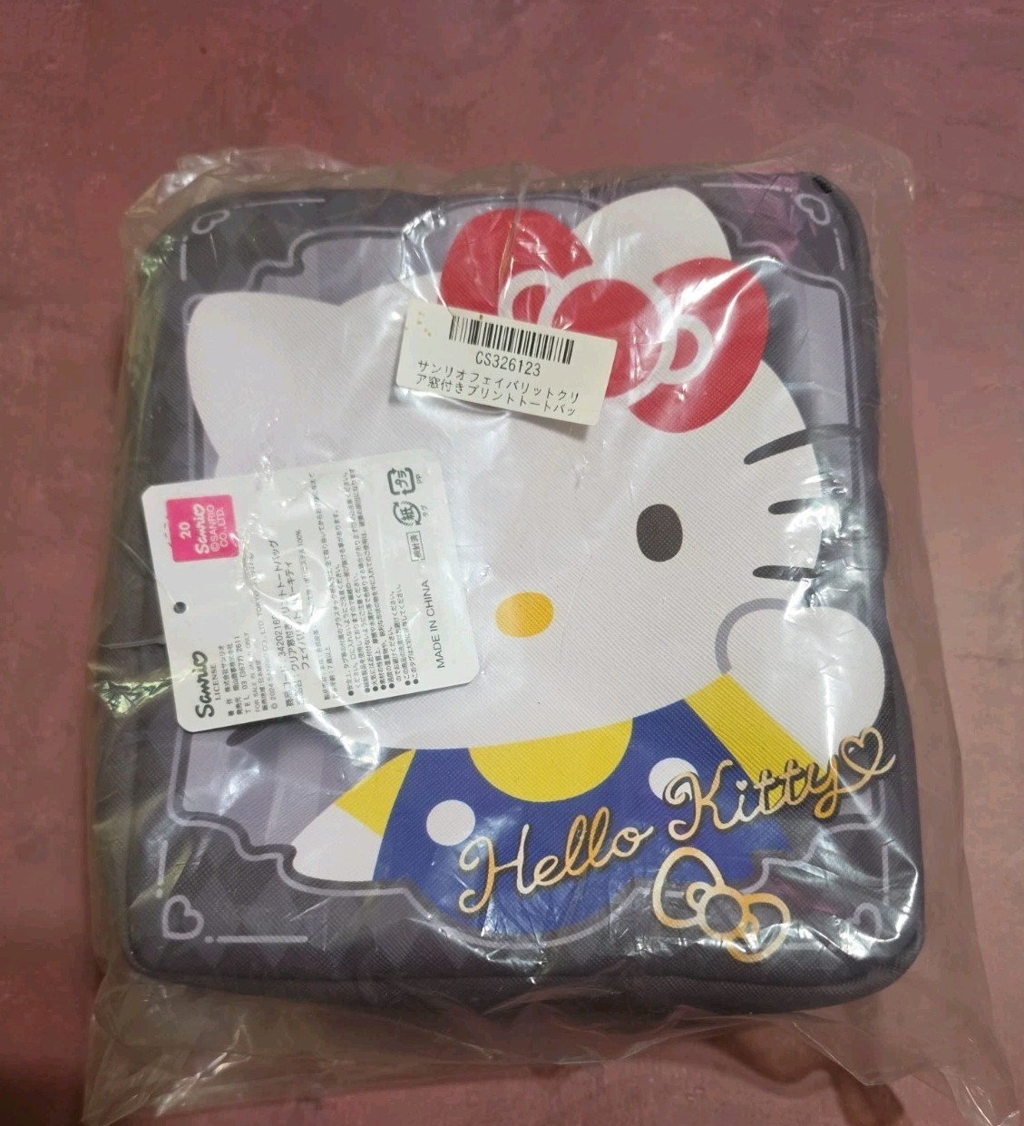Sanrio HELLO KITTY tote bag with clear window 7.9 × 7.1 × 2.8 inches TOREBA