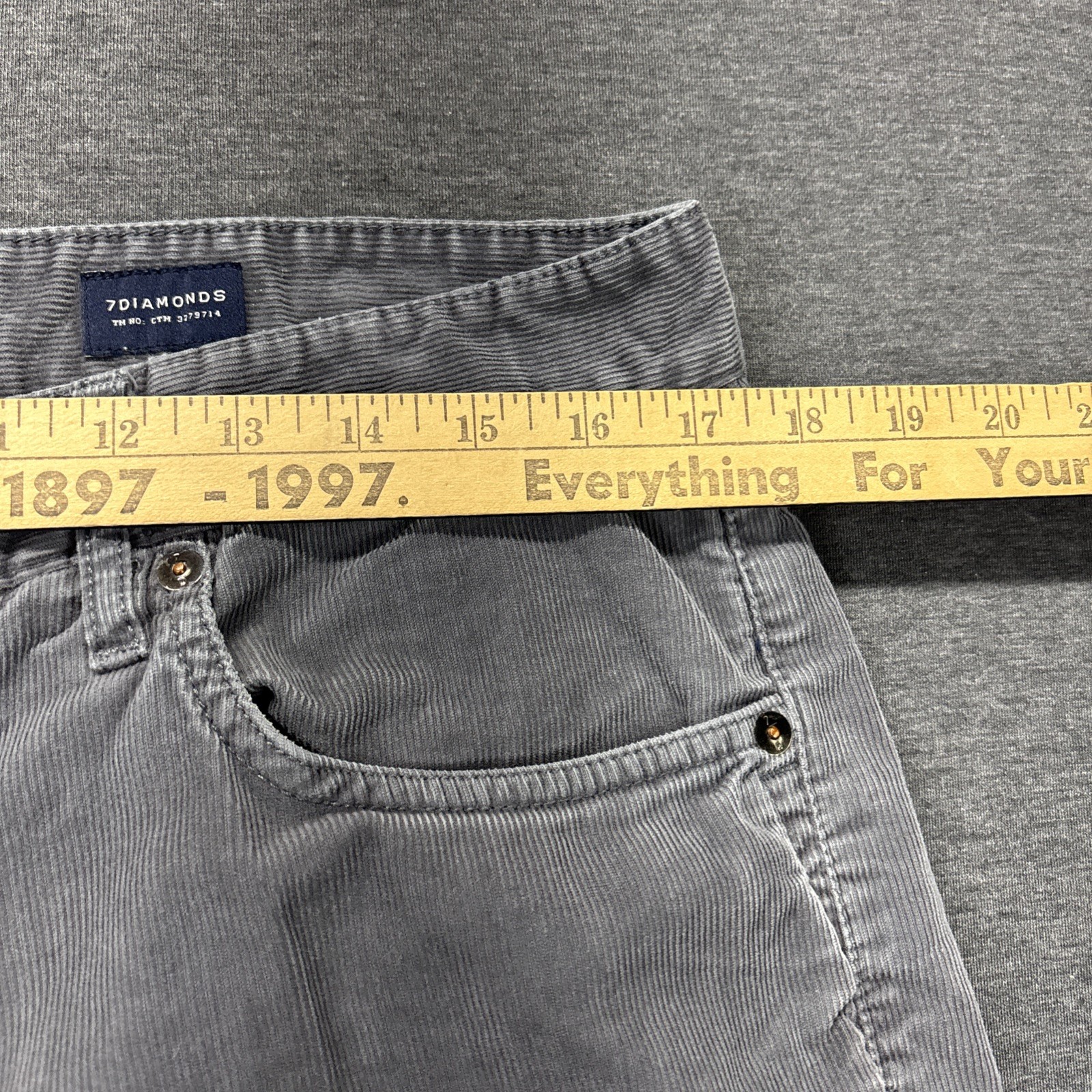 7 Diamonds Corduroy Pants Mens 34×33 Clifton Slim Straight 5 Pocket Gray Stretch