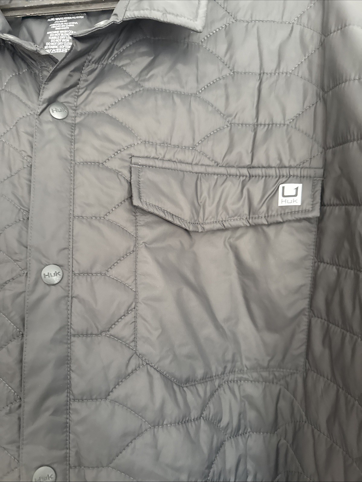 Huk Tarpon Quilt Shacket Jacket, Volcanic Ash (dark green/gray) MEN’s 3XL New