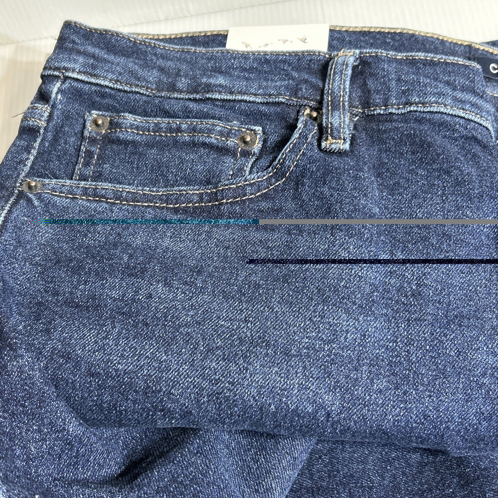 Calvin Klein Women High Rise Straight Leg Jean Size 16 Dark Blue #1829063 NWT