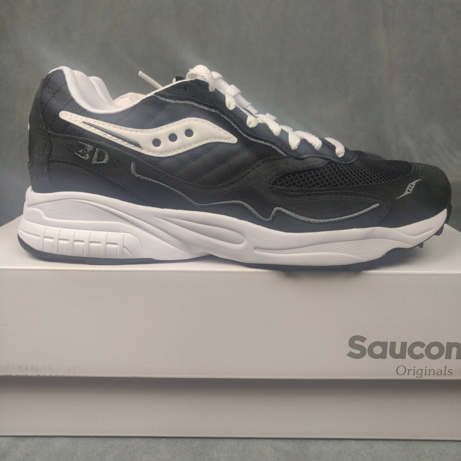 Saucony 3D Grid Hurricane Black White Jogging Running Shoes Sneakers Mens Sz 9