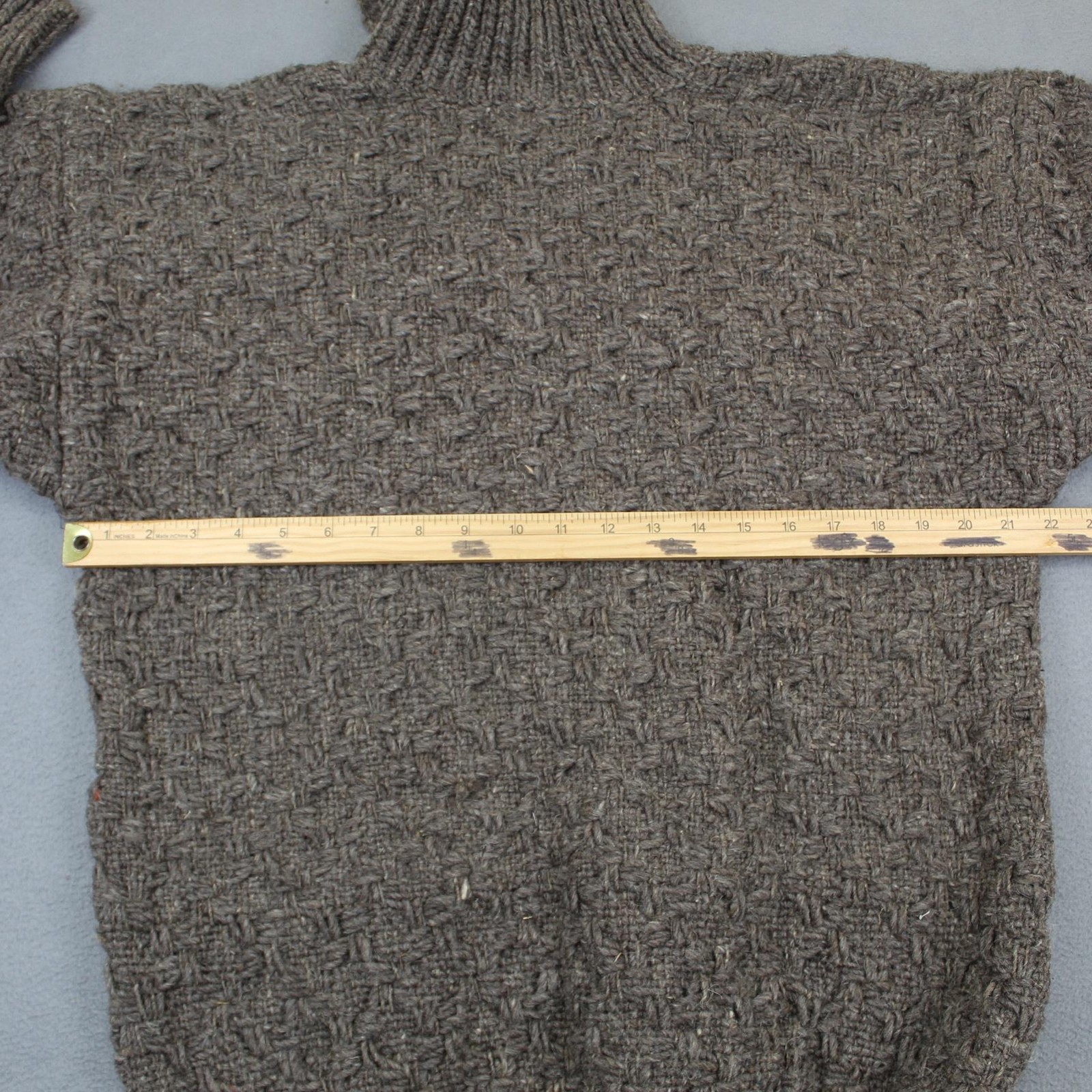 Tejidos Sweater Mens Large Brown Chunky Knit High Neck Heavy Wool Pullover Andes