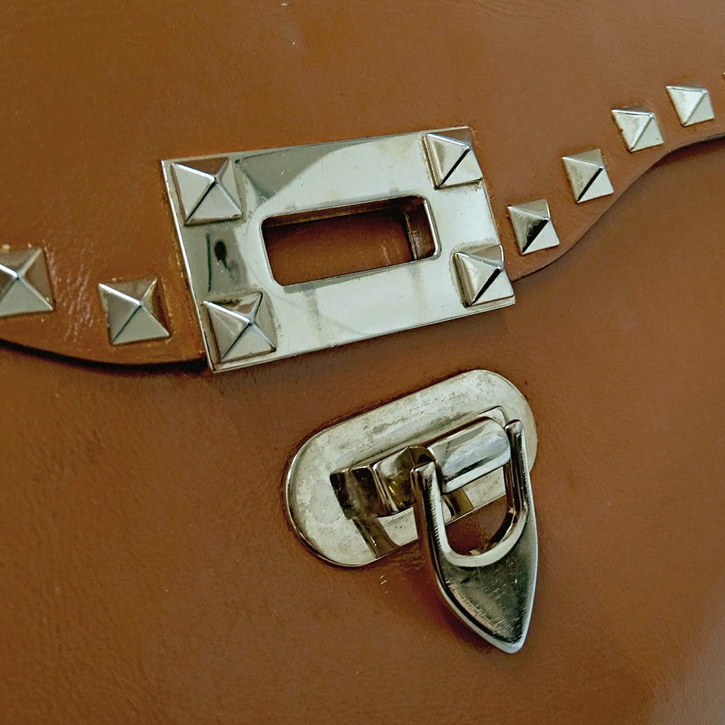 Valentino Garavani 2way Rockstud Leather Bag Camel Brown Shoulder Bag #BBB403