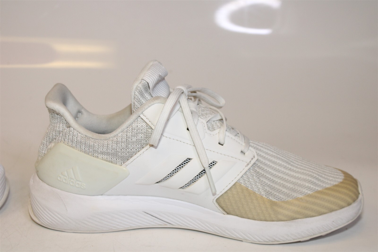 adidas Youth RapidRun Boys Size 5 37 1/3 White Knit Running Sneaker Shoes DB0215