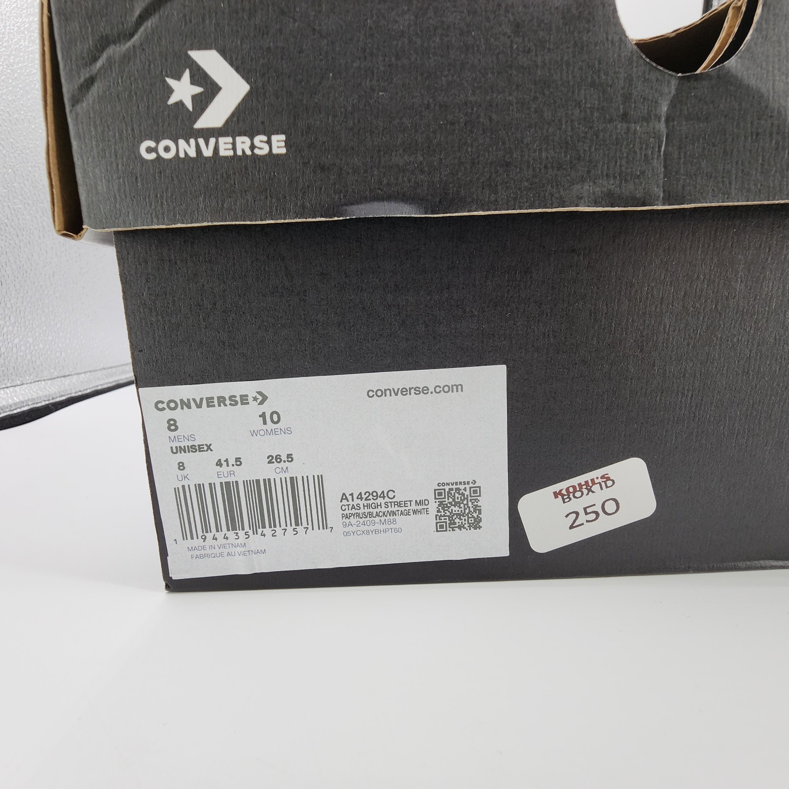 Converse Chuck Taylor High Street Mid Shoe Mens 8 / Womens 10 Grey Black NEW