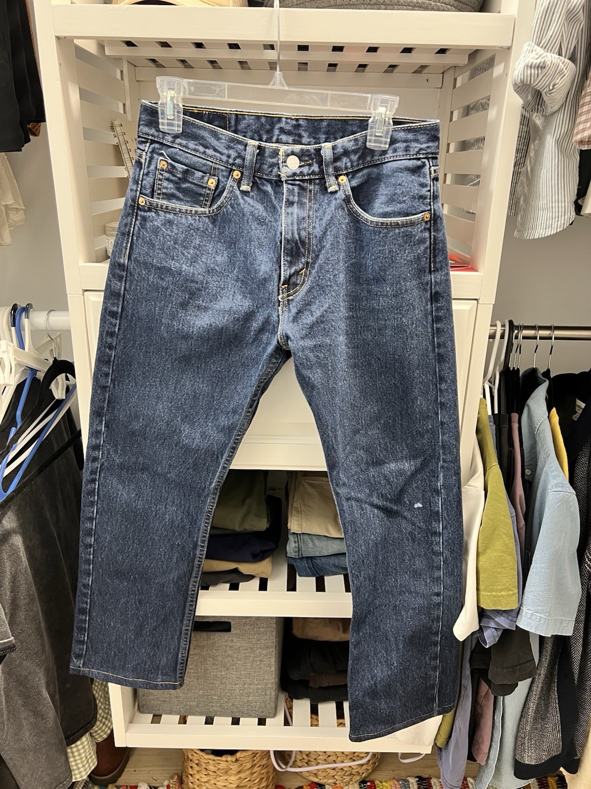 Levi’s 505 Series Men’s Blue Denim Straight Fit Mid Rise Jeans Dark Wash 30×26