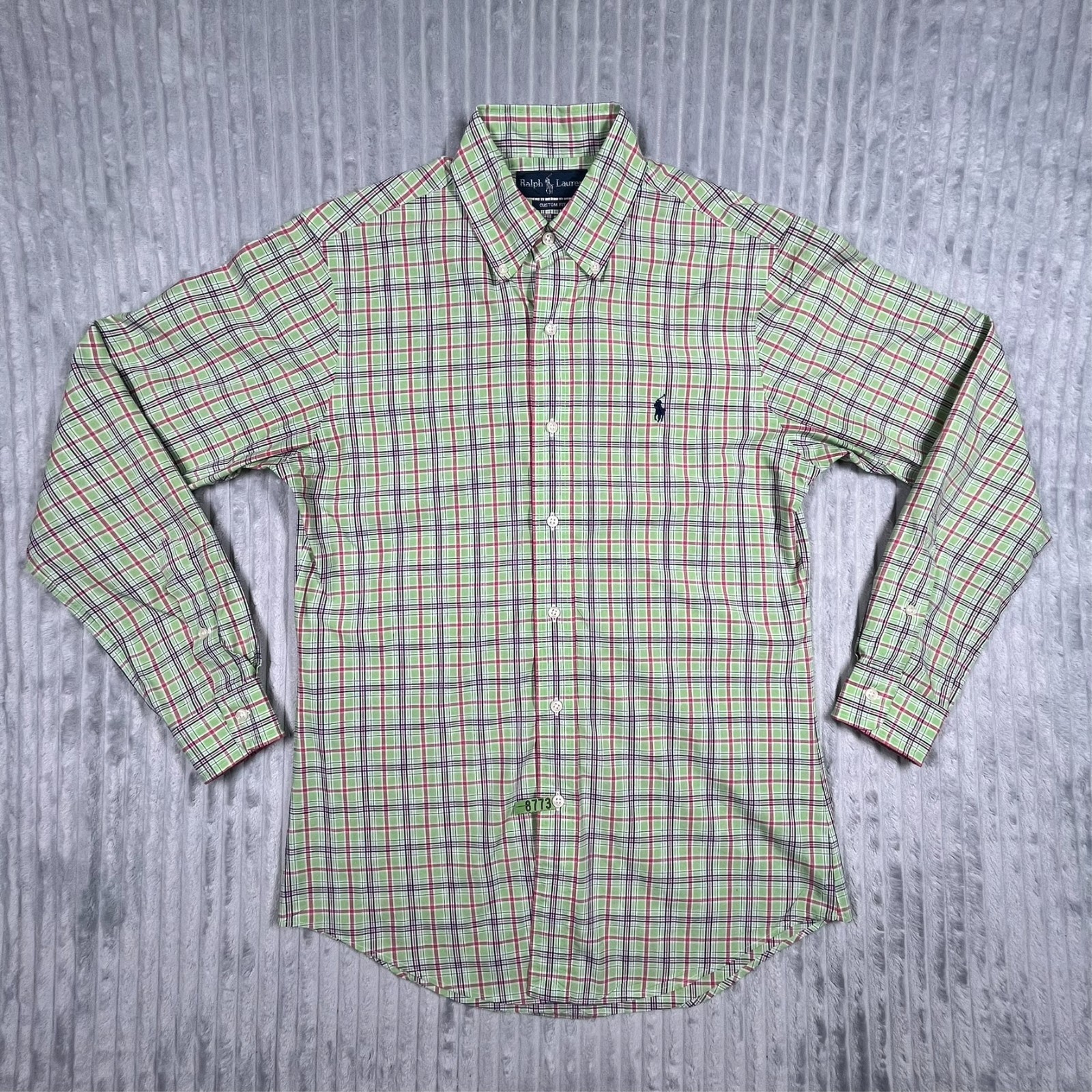 Ralph Lauren Custom Fit Shirt Men’s S Colorful Plaid Preppy Career Office Casual