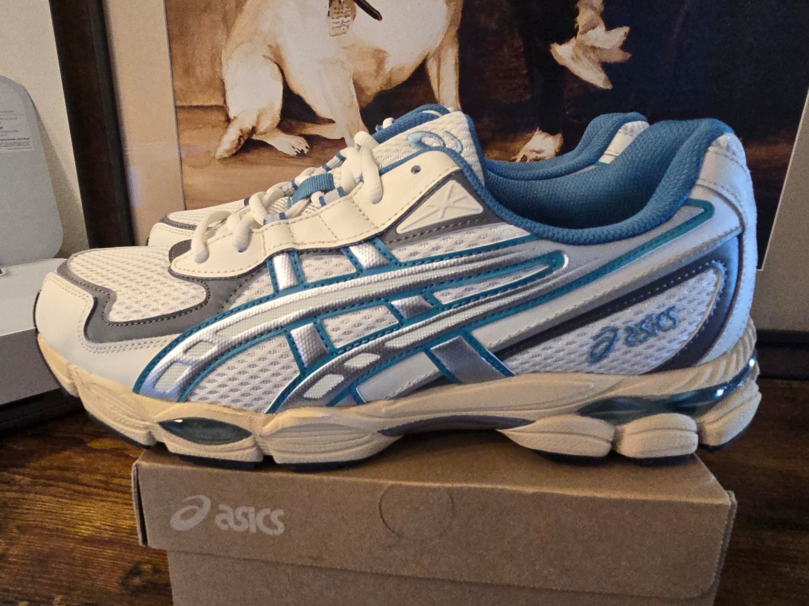 ASICS Gel-NYC 2055 Cream Blue Teal 1203A542-106 Men’s Size 10.5 Shoes NEW