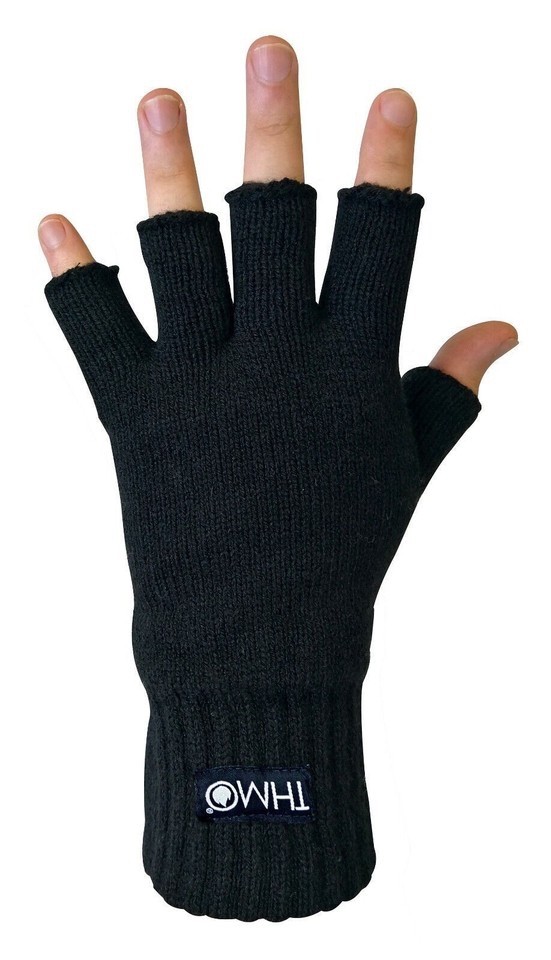 THMO – Mens Black 3M Thinsulate Insulation Lined Fingerless Gloves