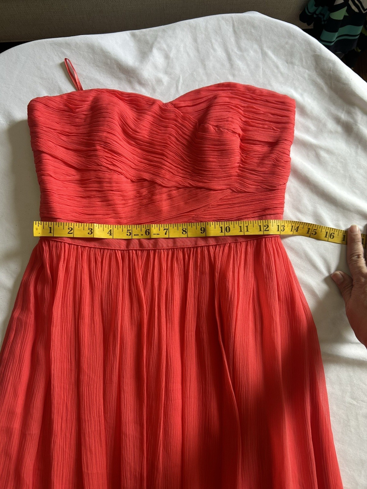 Boden Silk Ruched Strapless Bodice Maxi Formal Dress Womens Size 6 Orange Bold