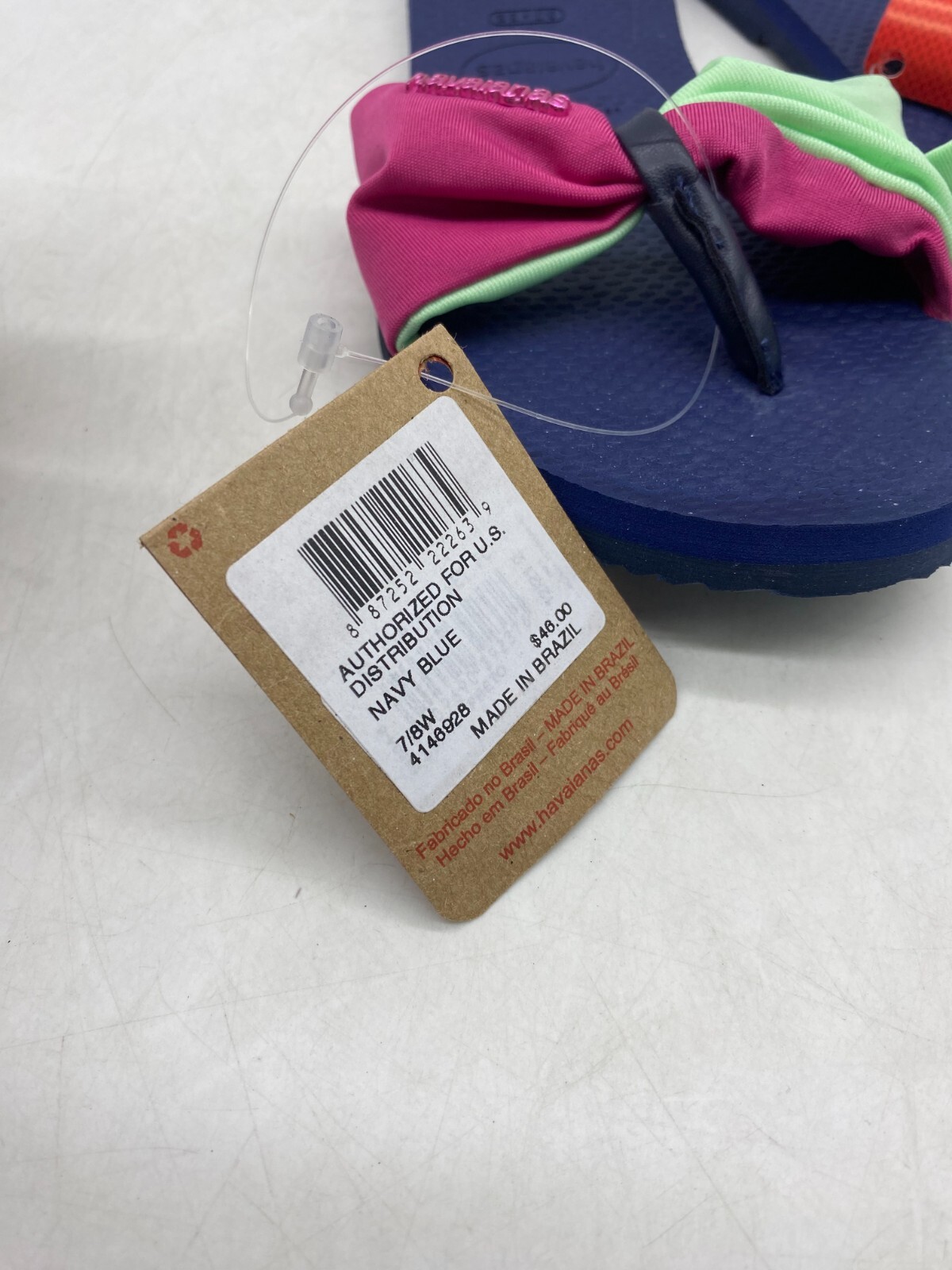 Havaianas You St. Tropez Blue Pink Green Slide Thong Sandals Women’s Sz 7/8 US