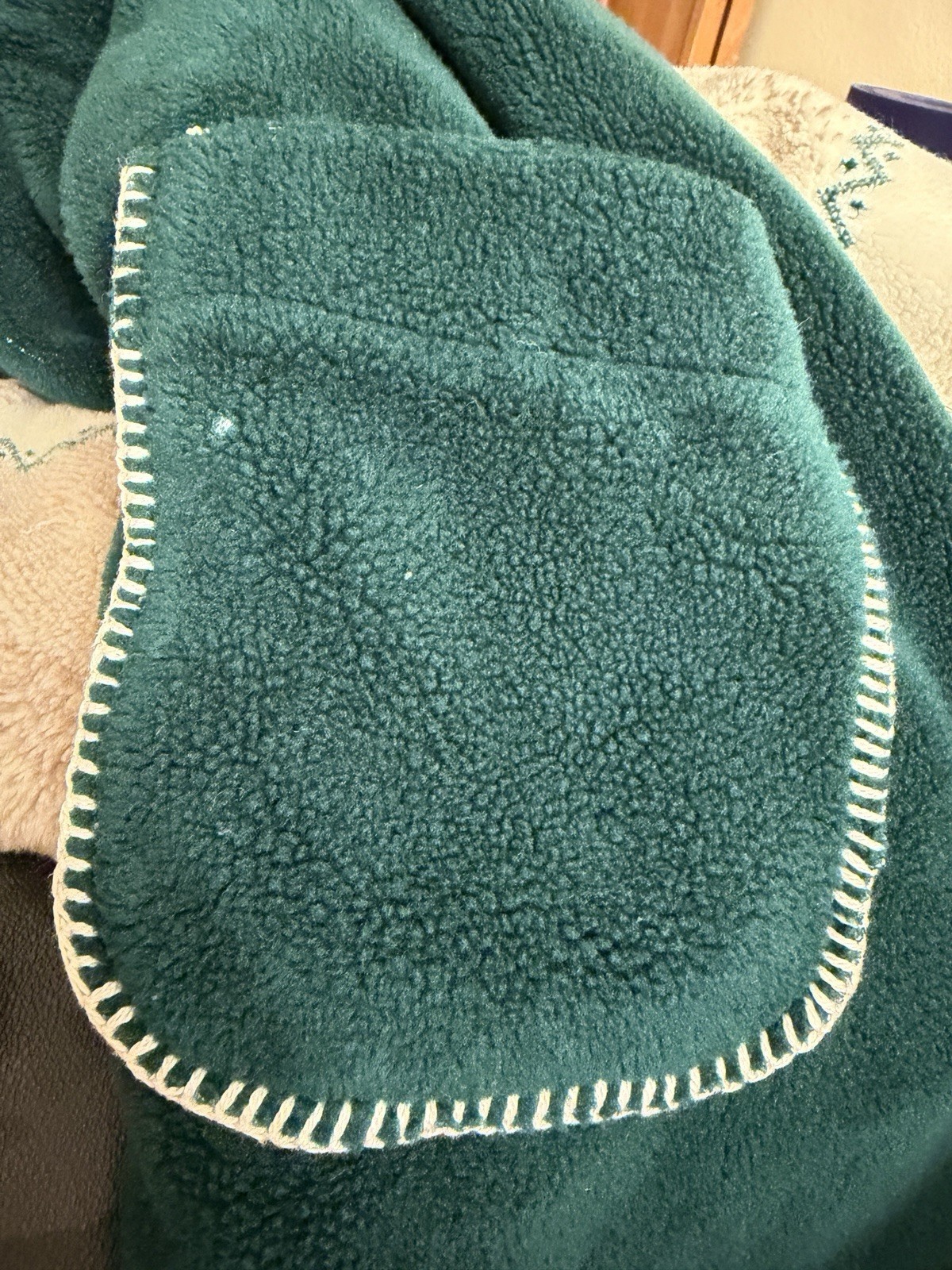 Vintage Denali Large Sherpa Fleece Hooded Long Nature Jacket Blanket Cozy Deer