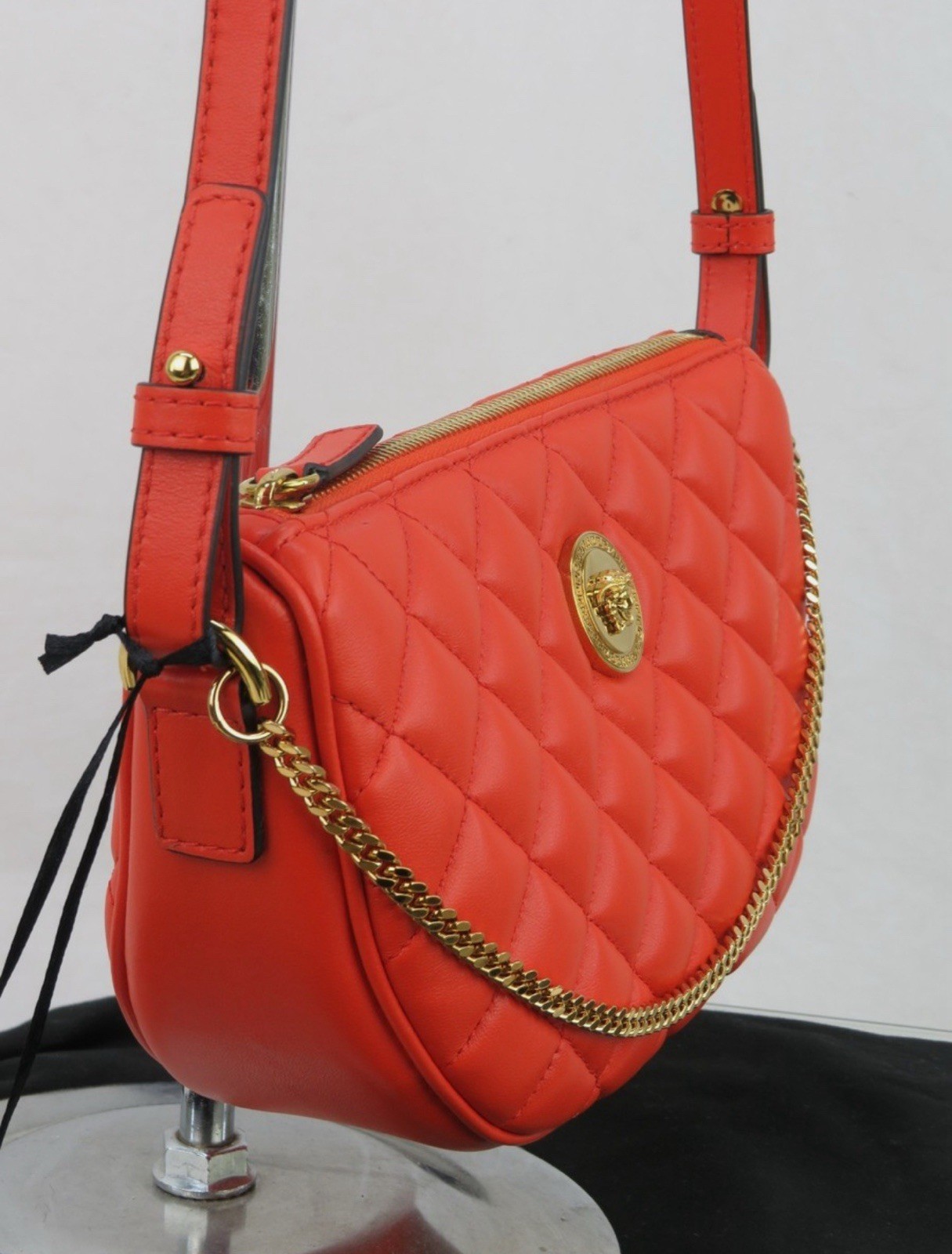 NWT Versace Half Moon Bag + Metal Coral Gold $ 1875 Retail Hot Deal
