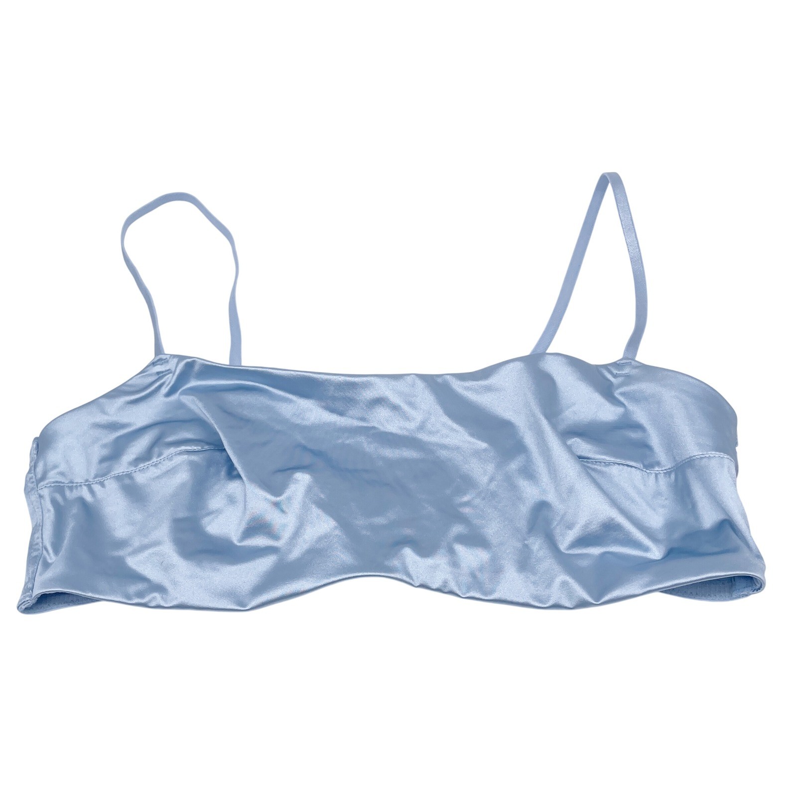Auden Women’s Light Blue Adjustable Straps Hook Back Satin Bralette Size XS