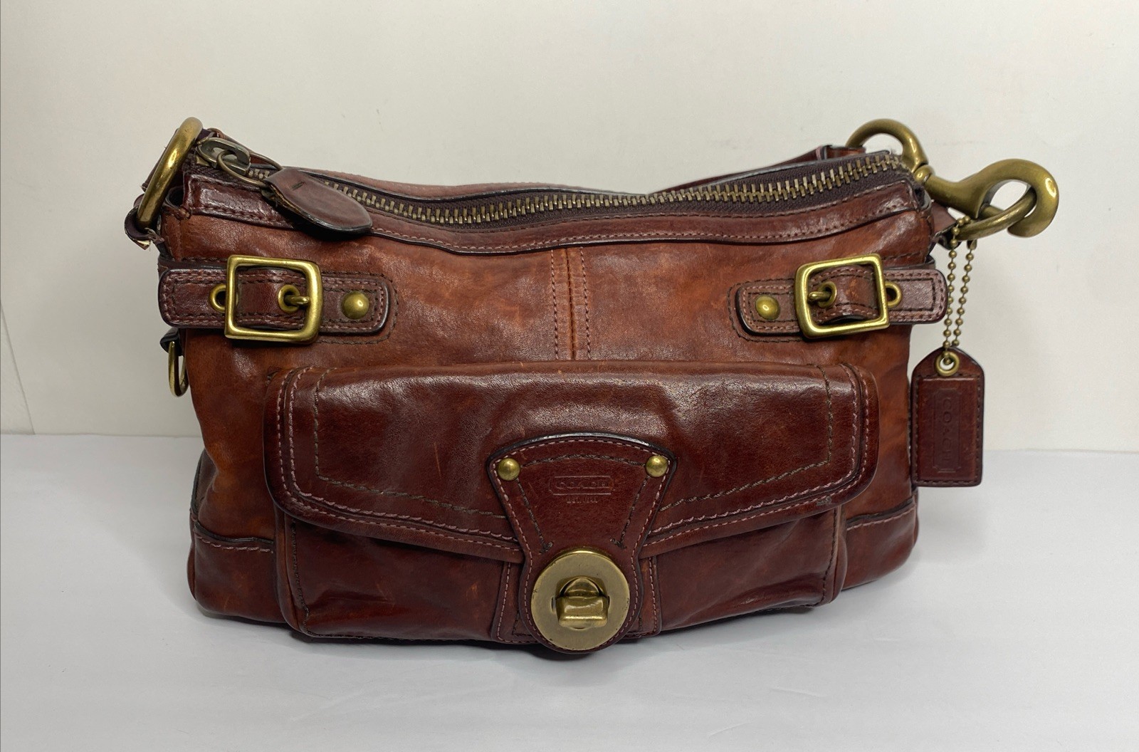 Coach Legacy 65th Anniversary #11127 Brown Leather Shoulder Bag Brass Vtg READ