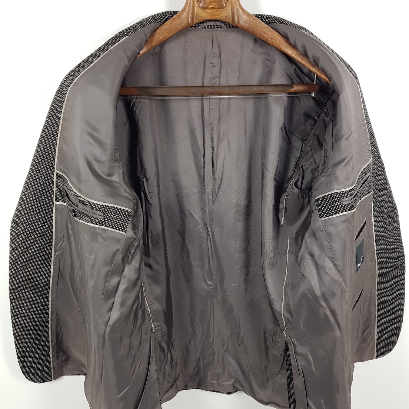 Barutti Jacket Coat Mens Size 28 Black Gray Beige Polka Dot Wool Cashmere Jacket