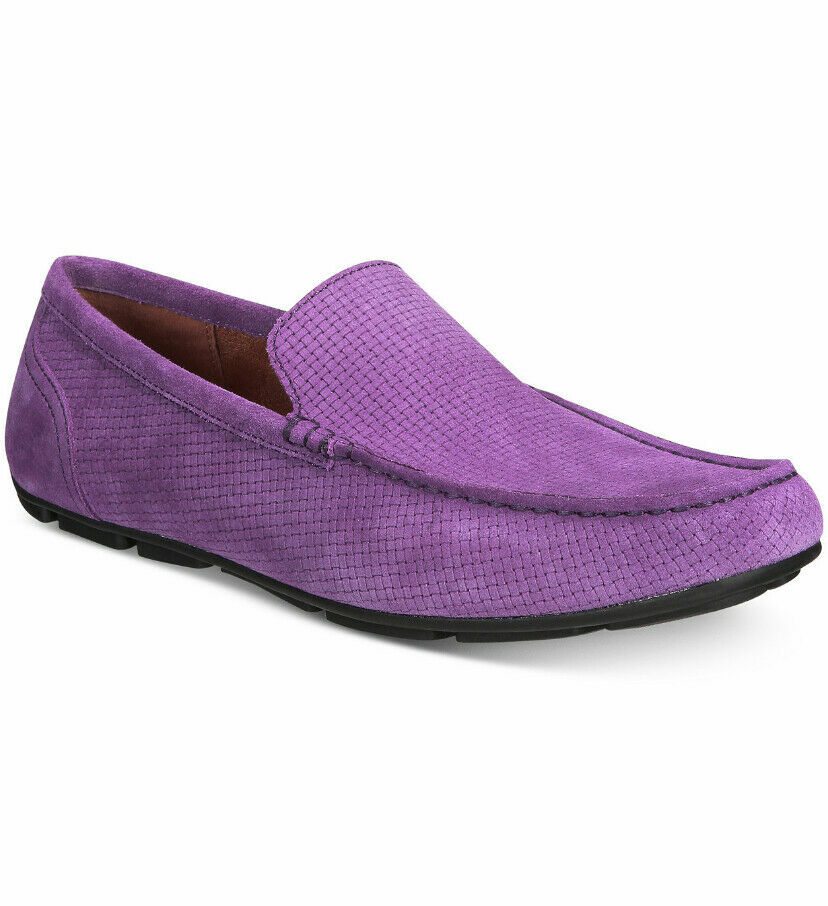 Alfani Kendric Mens Textured Drivers Moccasin Shoes, Plum NIB