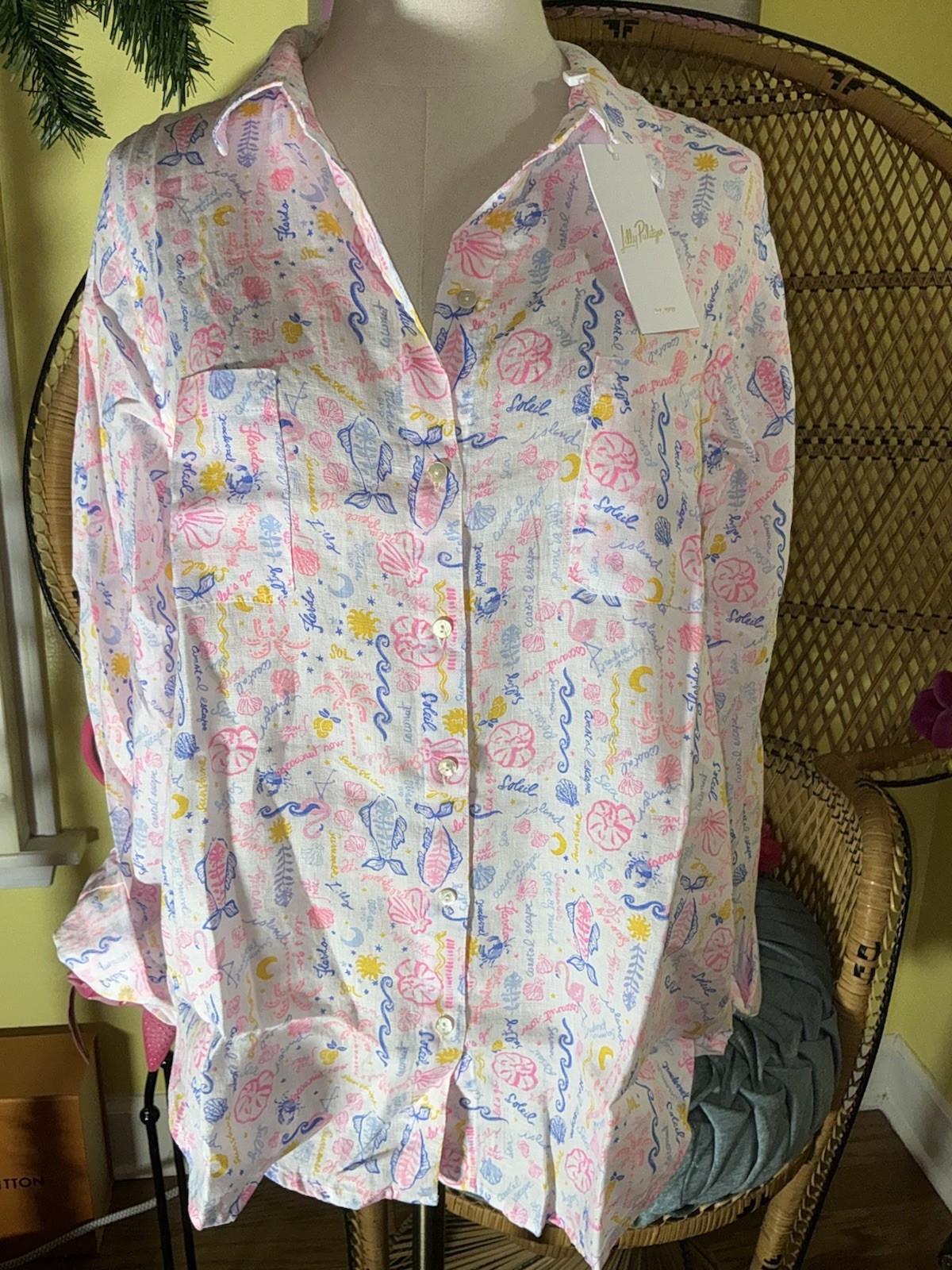 Lilly Pulitzer NWT Sea View Button Down Top Summer Serenade Size L,XL,XXL