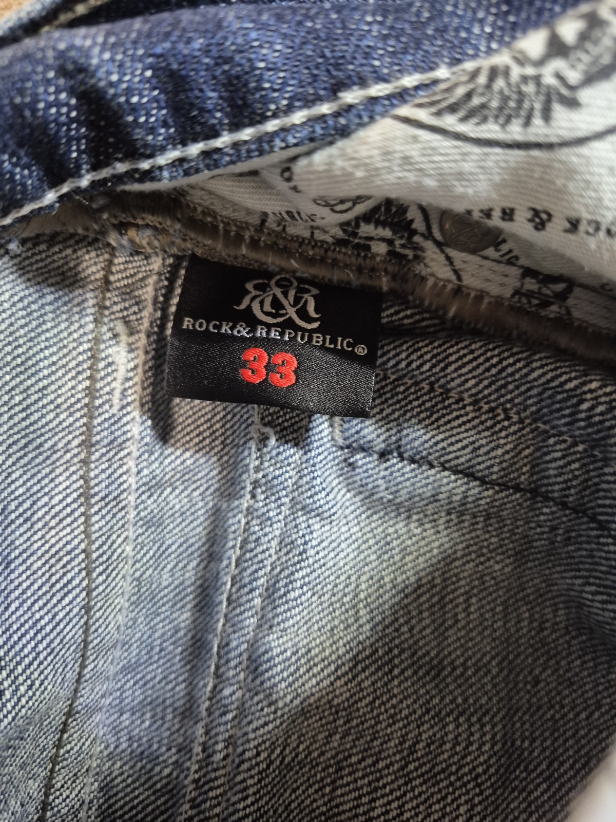 Rock & Republic Men’s Button Fly Blue Jeans Sz 33×27 Comfort Bootcut Made USA