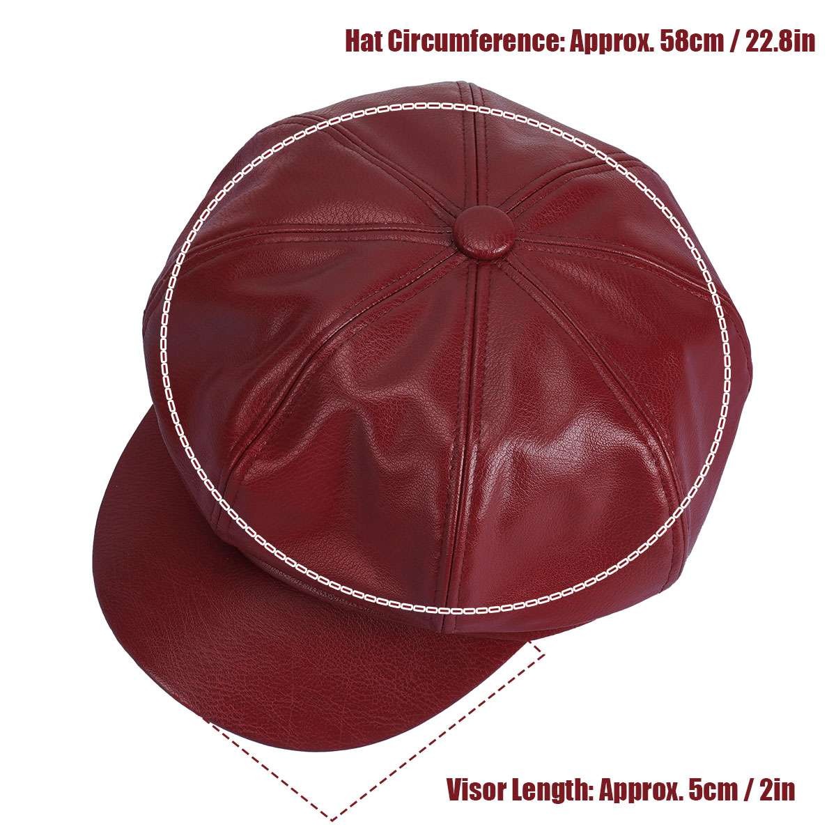 French Retro Ladies Artist PU Leather Beret Cap Baker Boy Peaked Cap Newsboy Hat