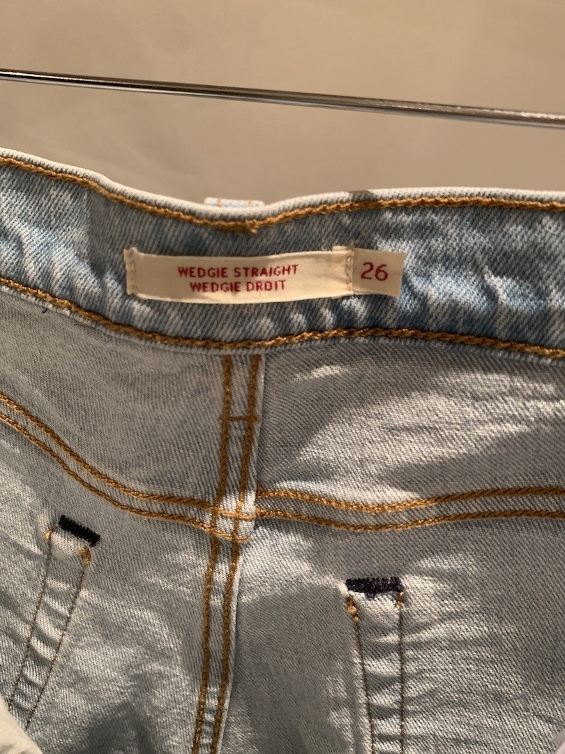Levi’s Premium Wedgie Straight Dibs Pale Blue Jeans W26 L26 34964-0038 Stretch