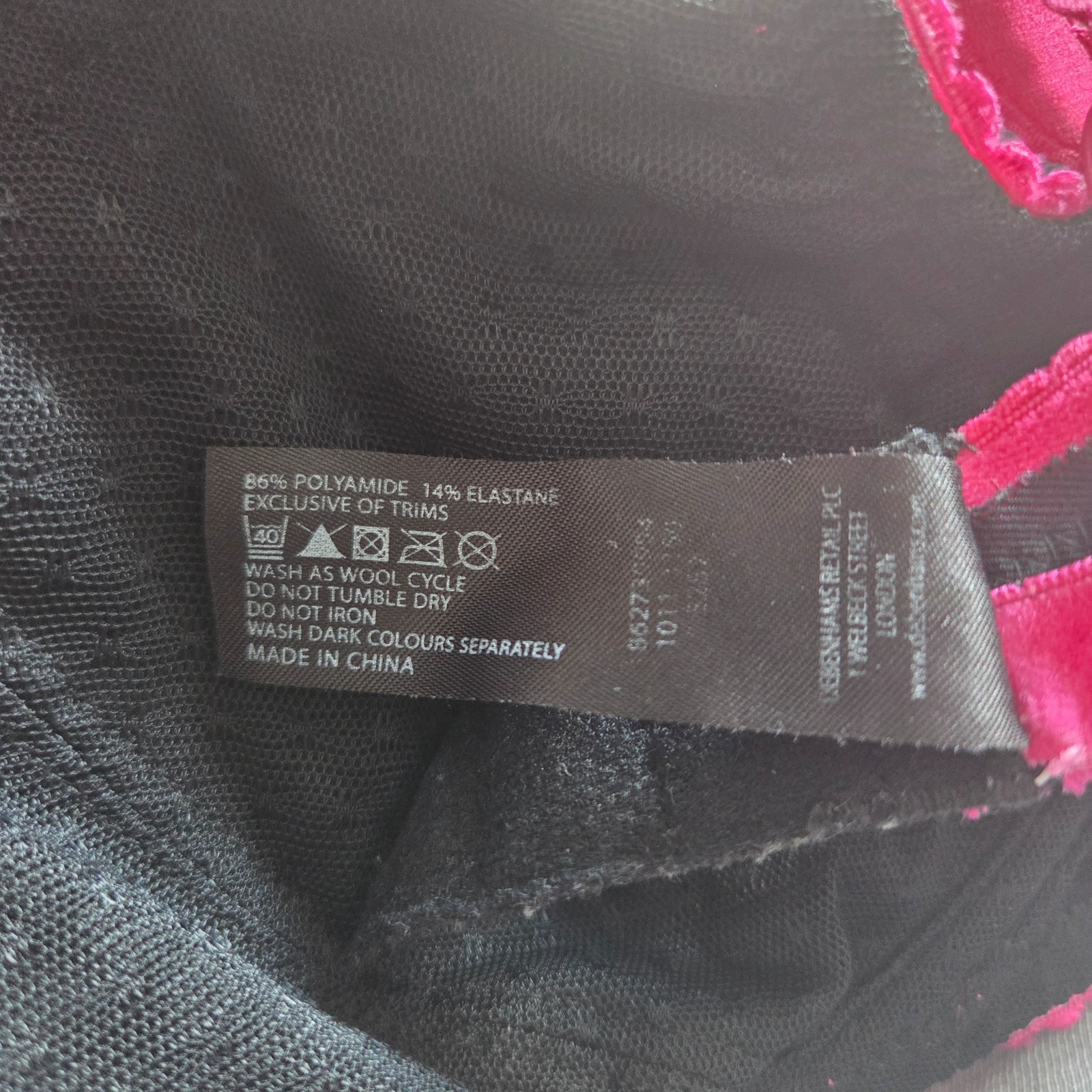 Debenhams Balconette Bra Womens 34DD Black Pink Non Padded Underwired Lingerie