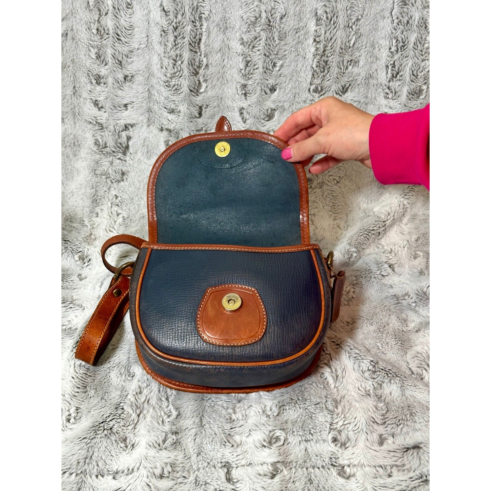 HTF Vintage Coach Sheridan Dakota Cassidy 4204 Navy British Tan Mini Bag USA