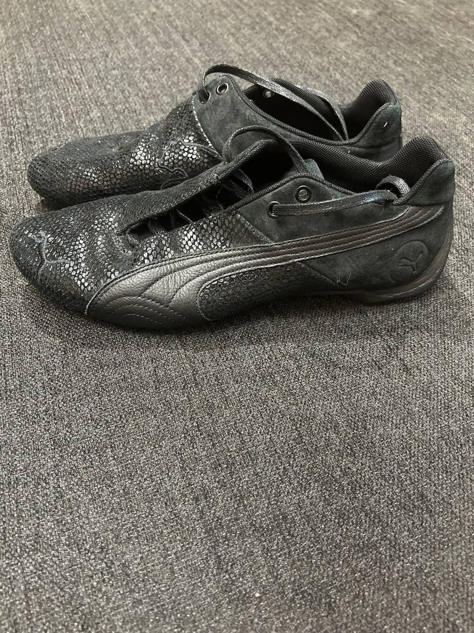 Vintage Puma Future Cat Low Black Reptile Skin Suede Sneakers Size 10.5