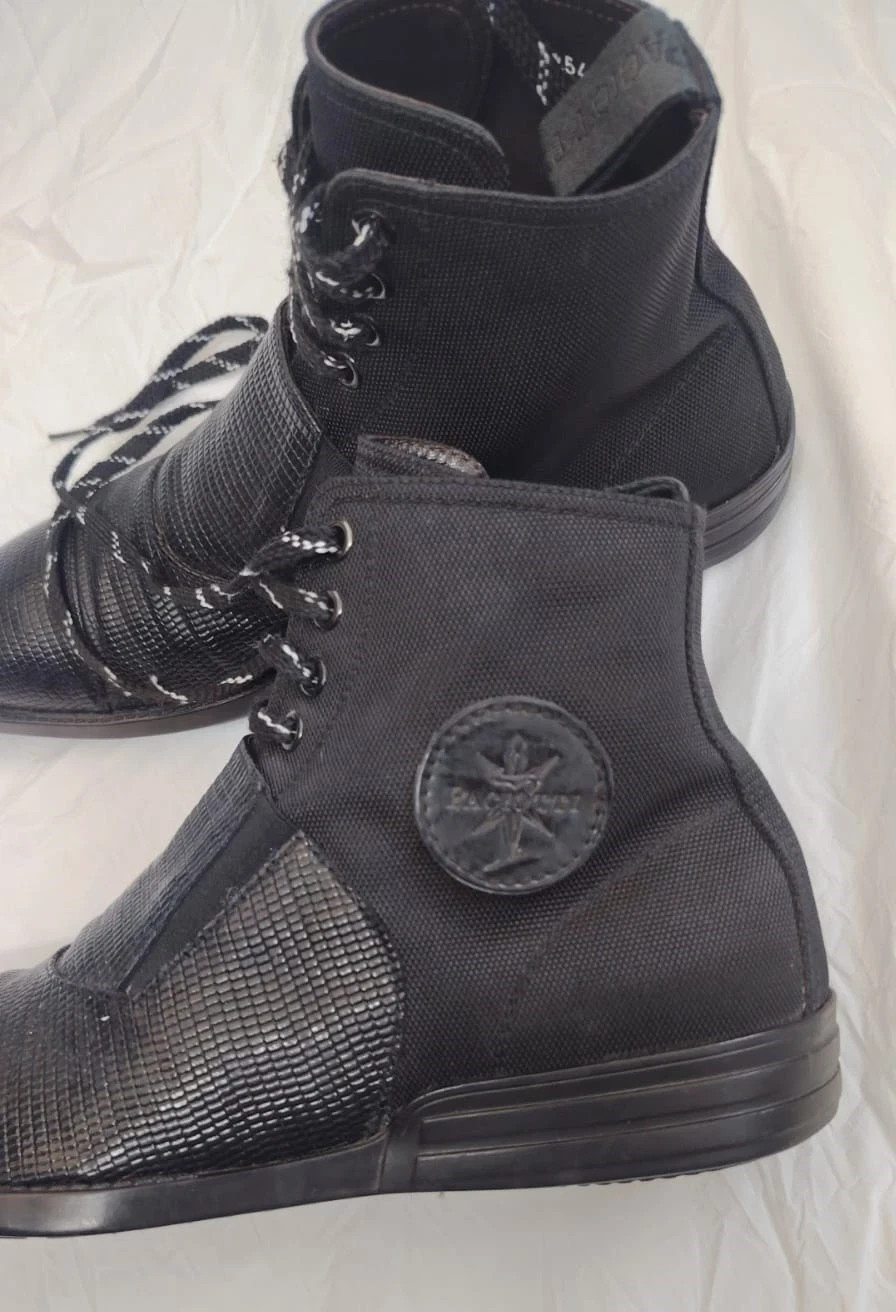 Cesare Paciotti Men Black Lizard Embossed Leather High Top Boot Italy Size 7