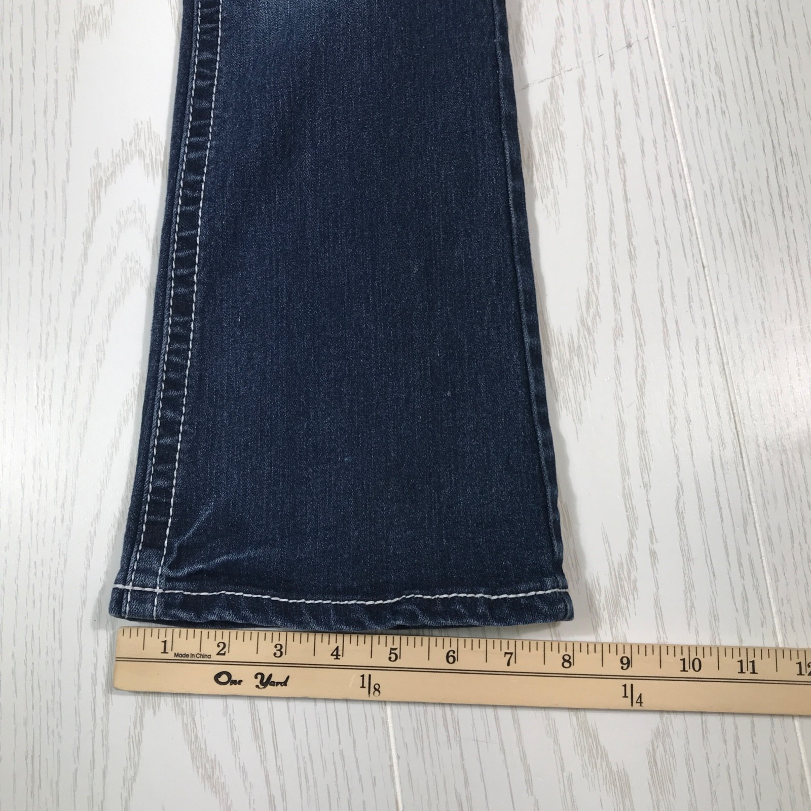 Amethyst Jeans Womens 7 Dark Wash Bootcut Stretch Mid Rise Button Flap Y2K