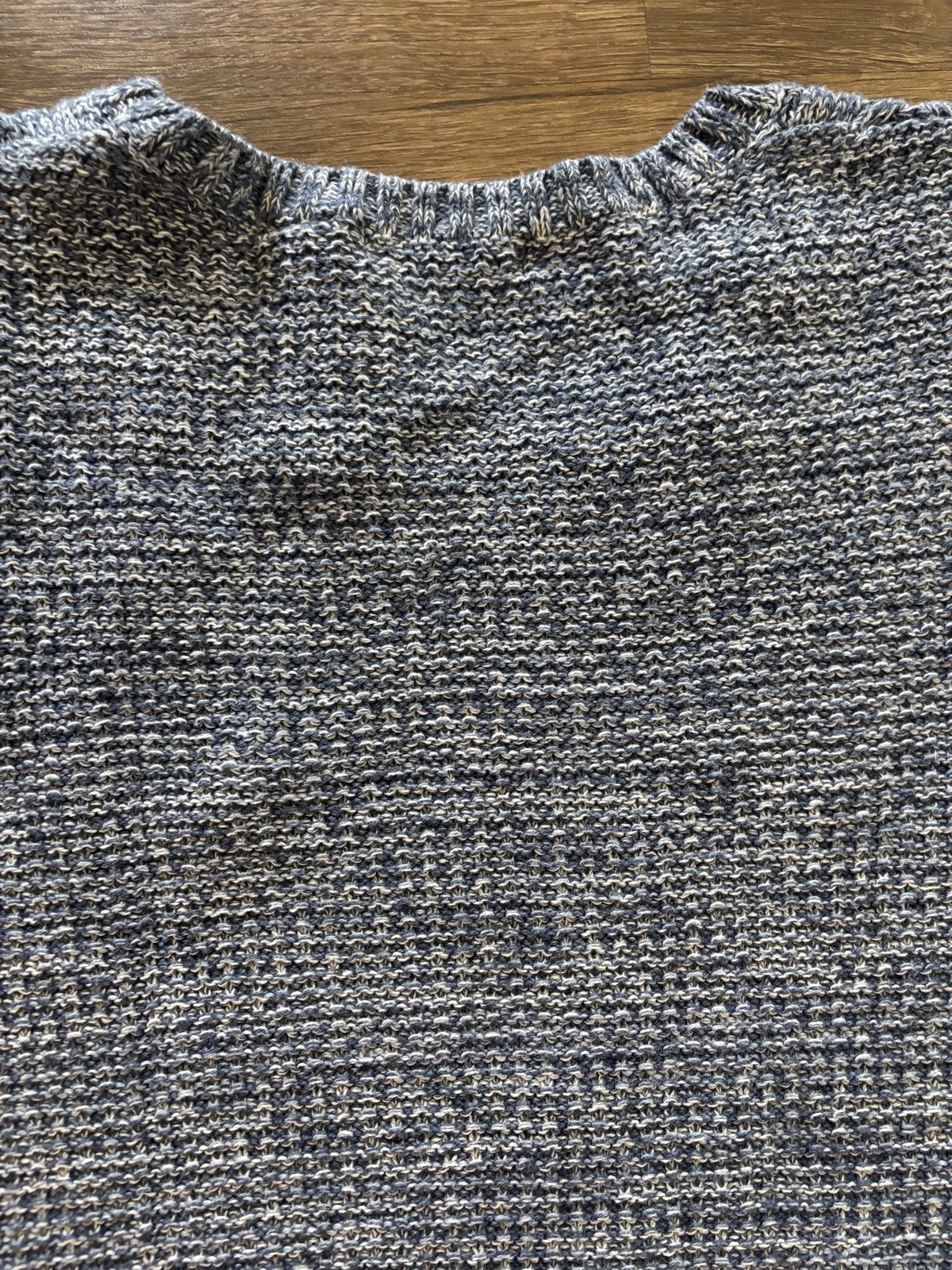 Jeanne Pierre Vintage Pullover Cable Knit Blue/White Cotton Sweater Women Large