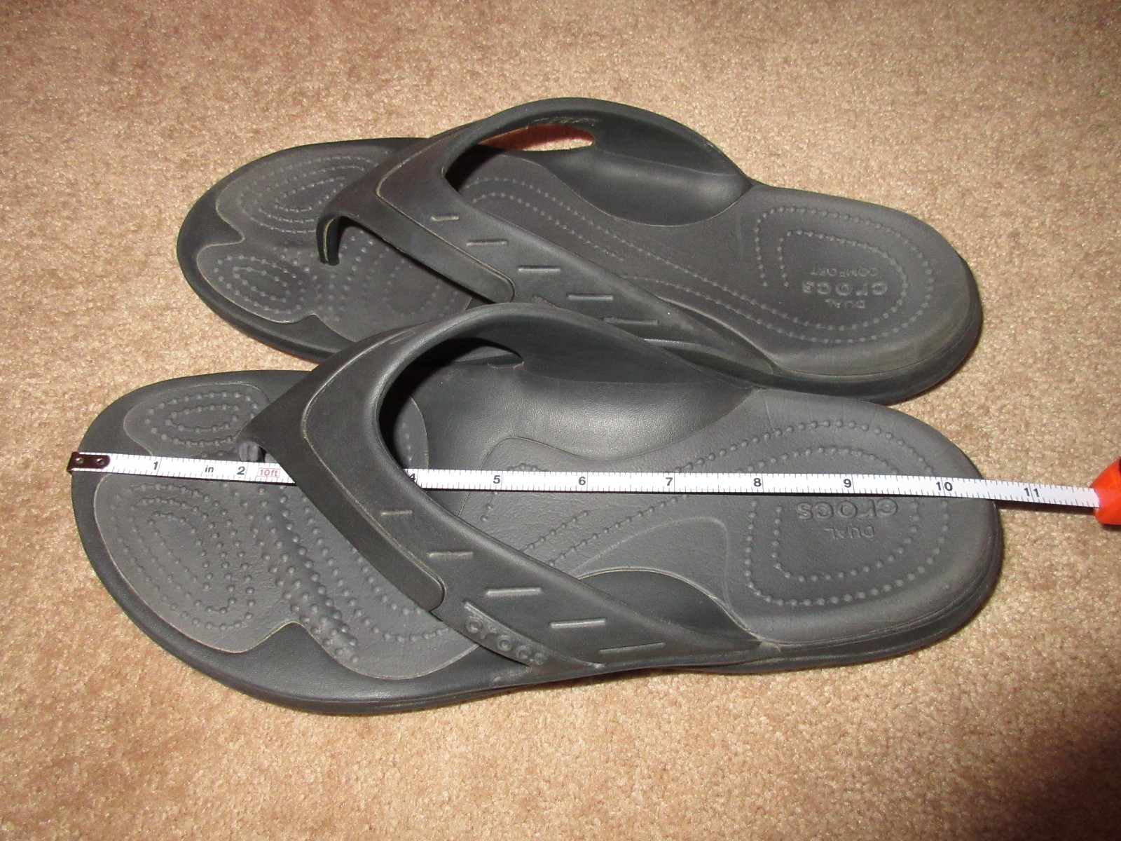 Crocs Dual Comfort Modi Sport Slip On Thong Flip Flops Sandals Black W 9 M 7