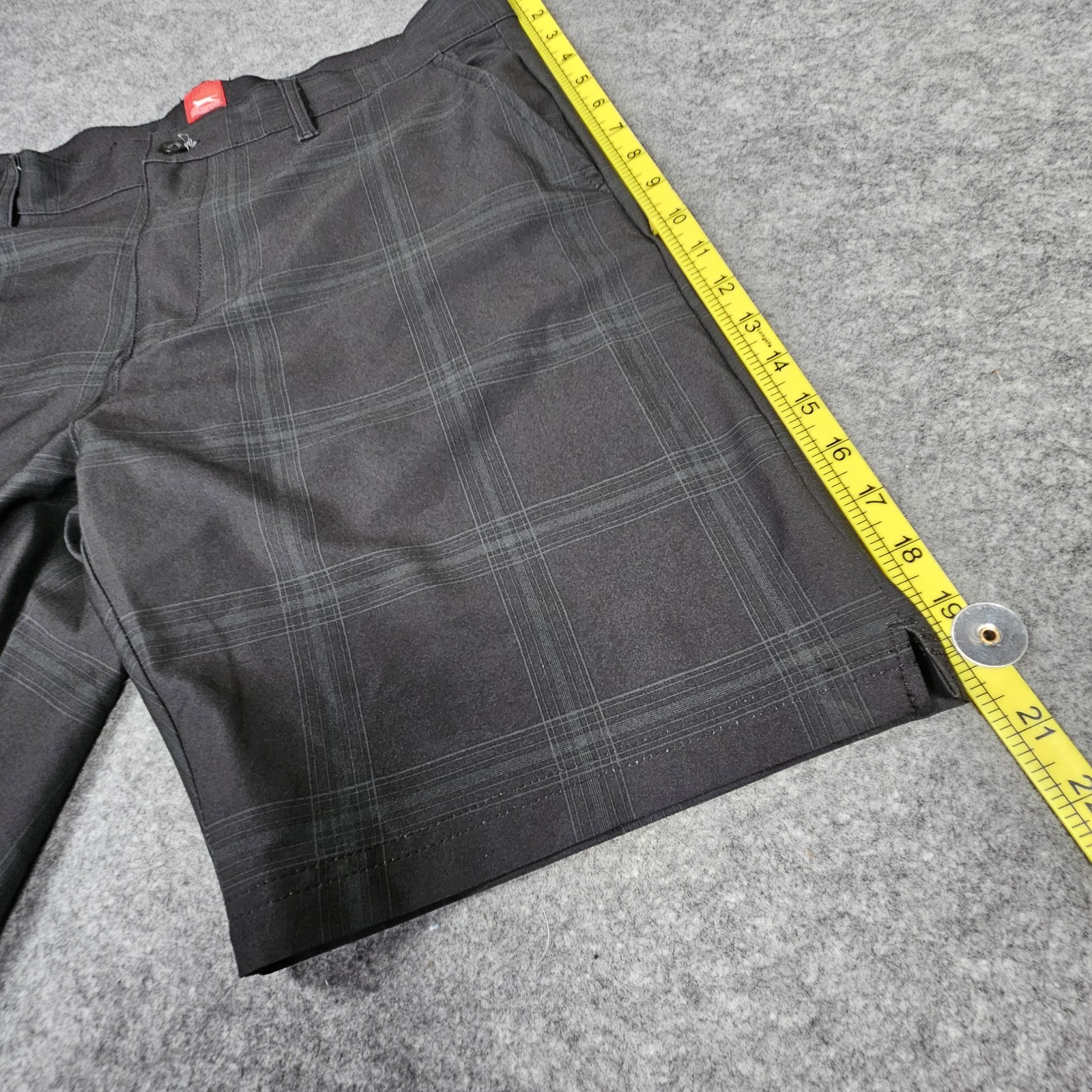 Slazenger Men’s Black Golf Shorts Plaid Check Golf Walking Shorts Size UK 36