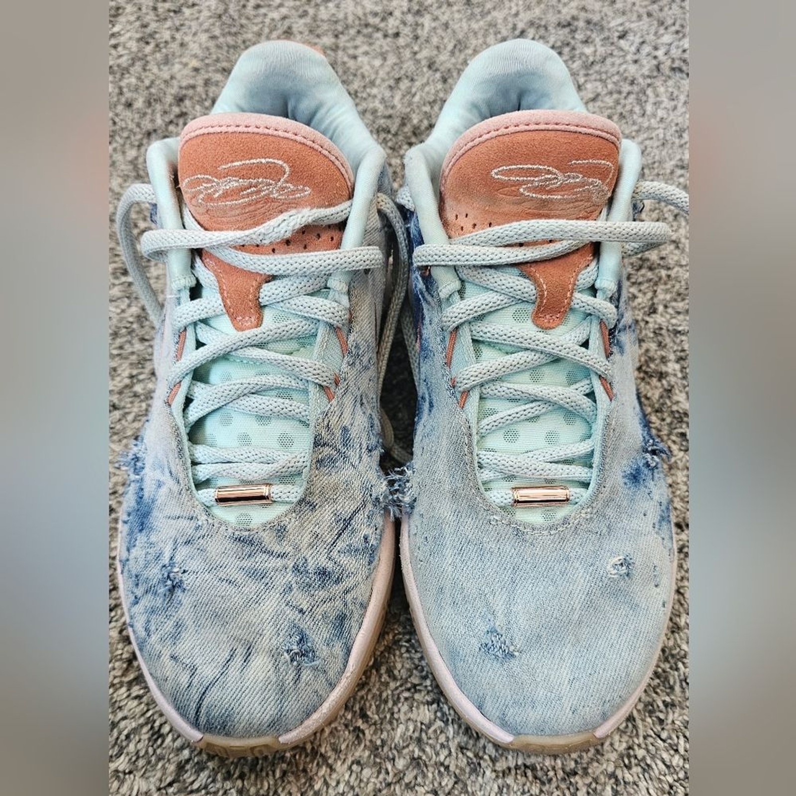 Lebron James NIKE 21 Aragonite Distressed Demin Basketball Shoes