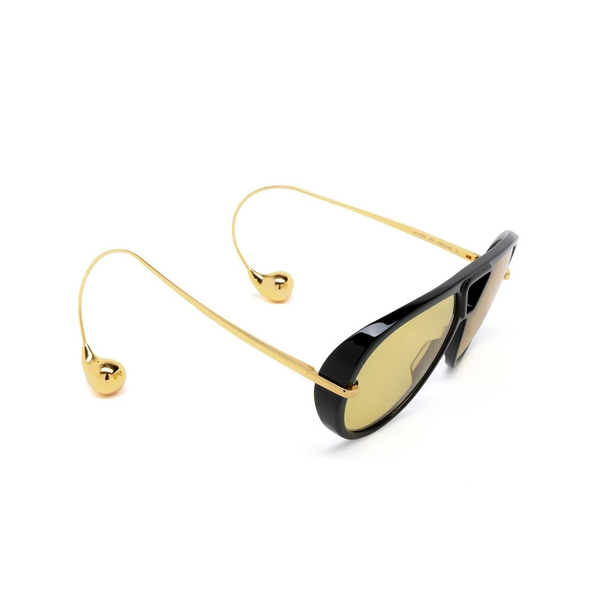 Bottega Veneta BV 1273S 003 Black Aviator Yellow Lens Pilot Sunglasses New