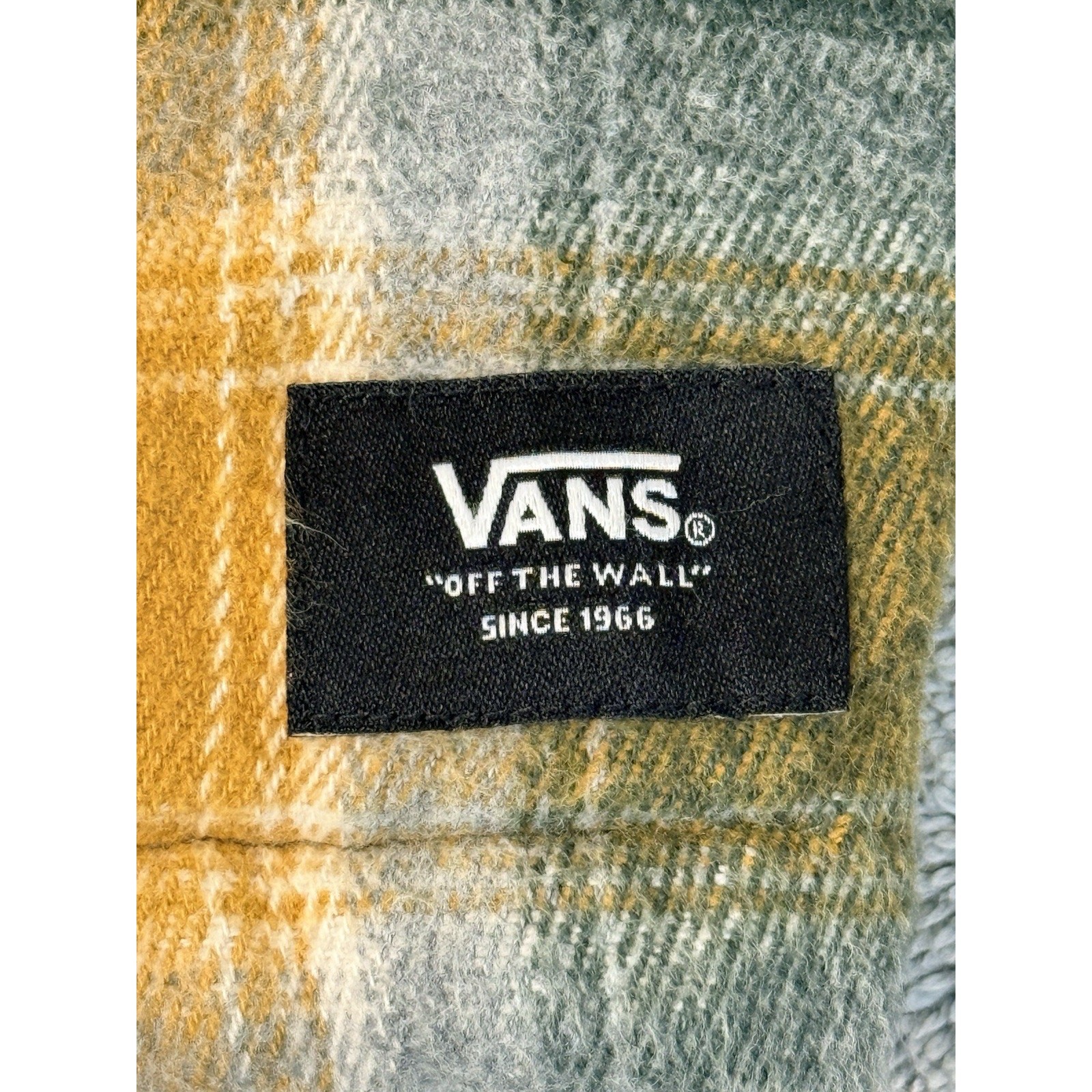 Vans Plaid Flannel Shacket Shirt Jacket Men XL Yellow Gray Heavy Skate Overshirt